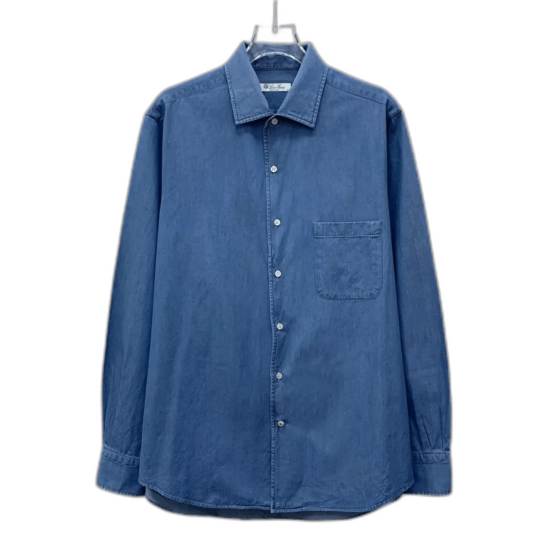 Ermenegildo Zegna Loro Piana Blue Cotton Long Sleeve Shirt-yf Size US M / EU 48-50 / 2 - 1 Thumbnail