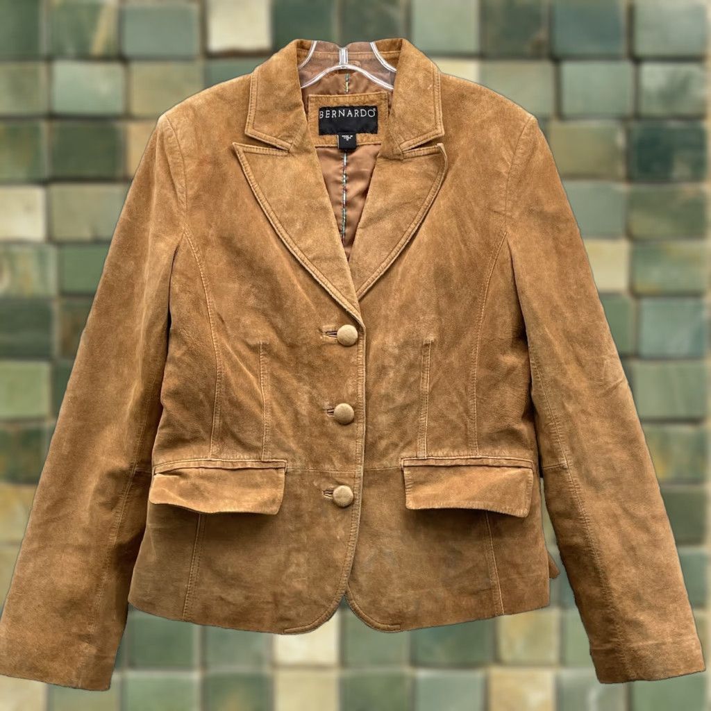 Vintage Bernardo Suede Leather Jacket Women Medium Blazer Western Academia Fall 70s Corp Size M / US 6-8 / IT 42-44 - 1 Thumbnail