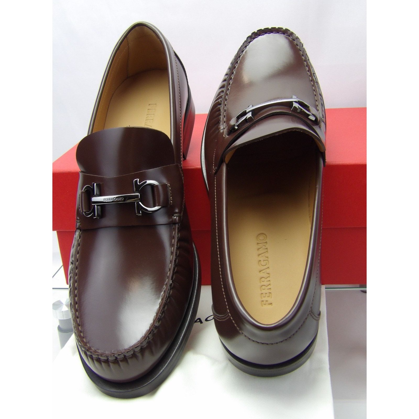 Salvatore Ferragamo FERRAGAMO BROWN LEATHER FORT GANCINI BIT LOAFERS 10.5 E ITAL Size US 11.5 / EU 44-45 - 7 Thumbnail