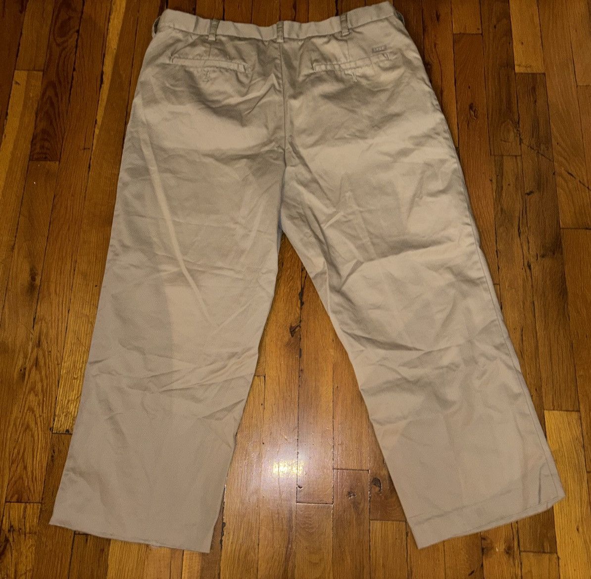 Designer Izod Mens 38x29 Tan Pleated Cuffed Straight Leg 100% Cotton Size US 34 / EU 50 - 6 Thumbnail