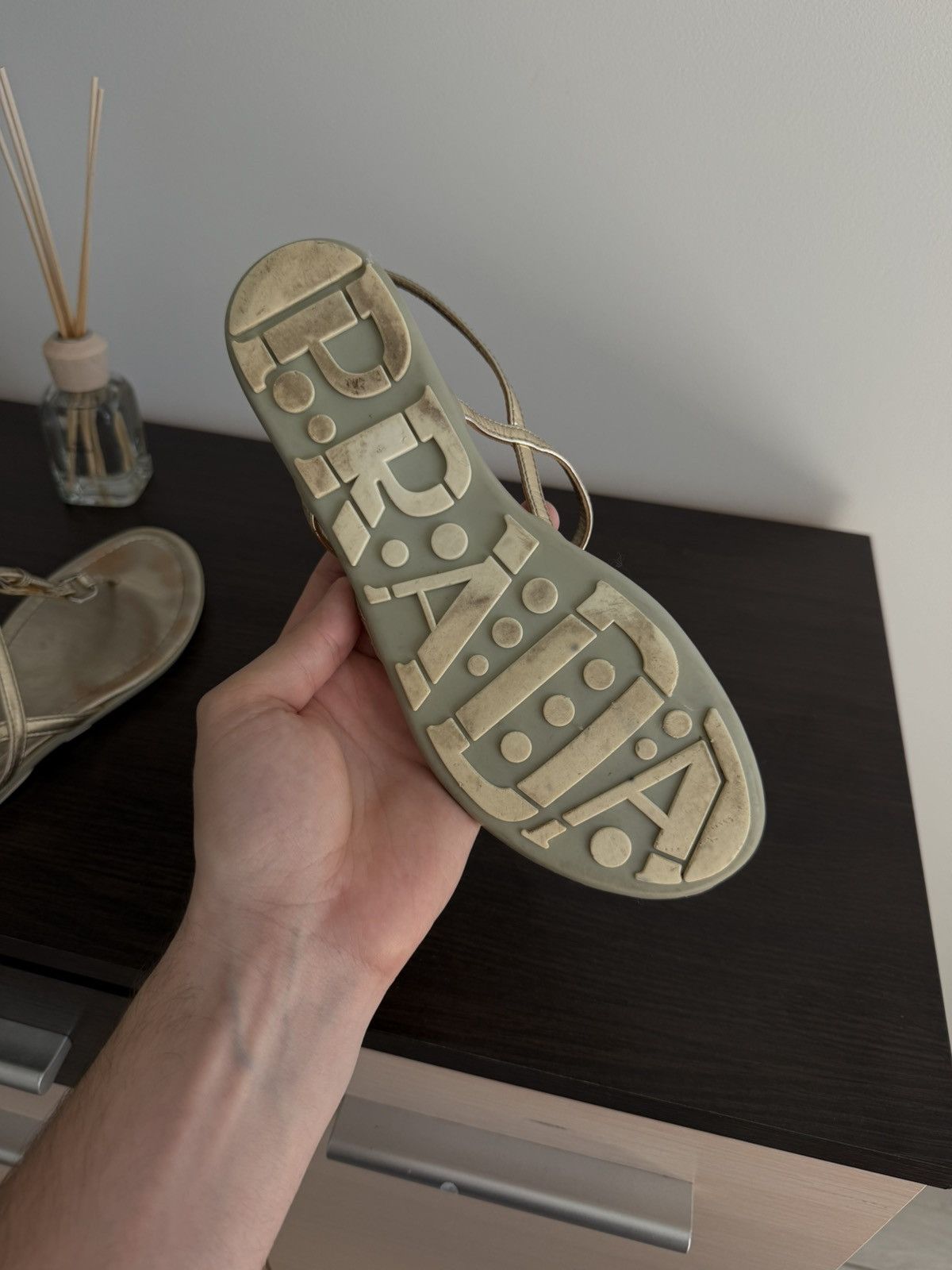 Prada Prada gold Metallic Leather Thong Sandals Size 38 Size US 8 / IT 38 - 18 Thumbnail