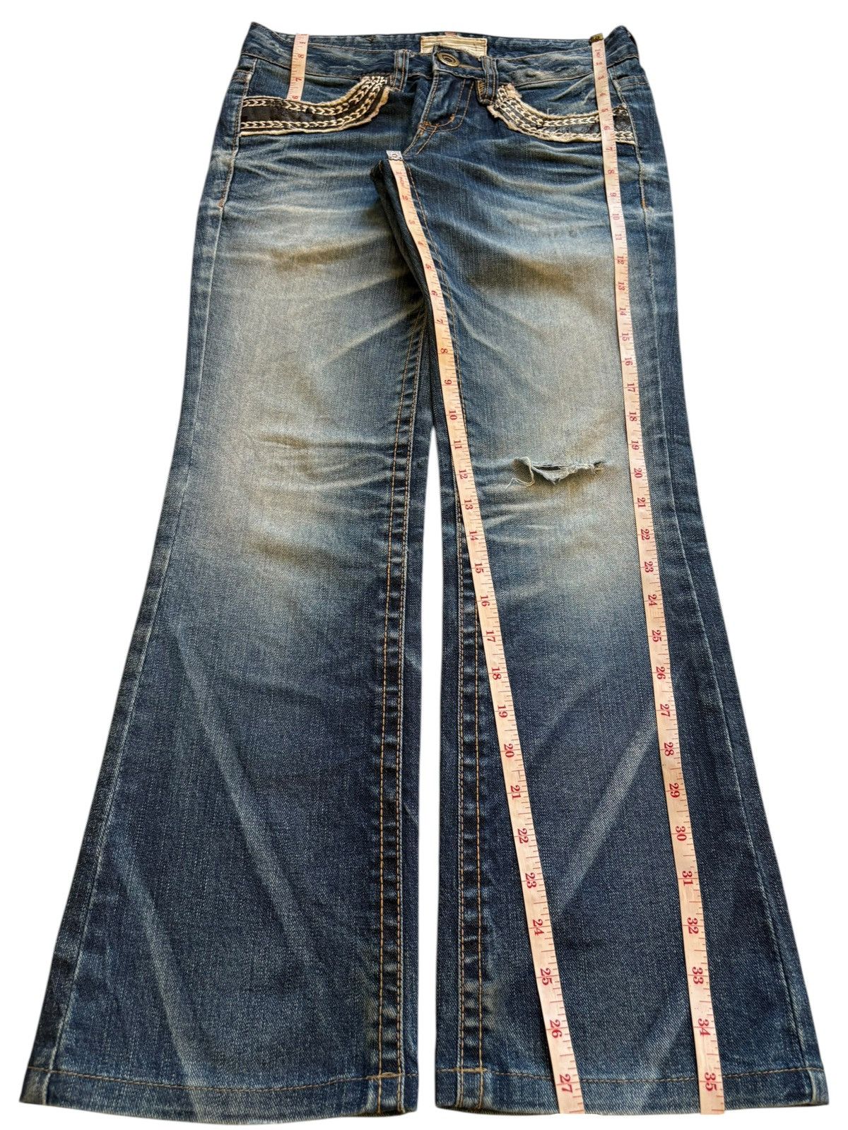 Hysteric Glamour Vintage Lolita Mud Wash Distressed Flare Jeans Size 29" - 14 Thumbnail