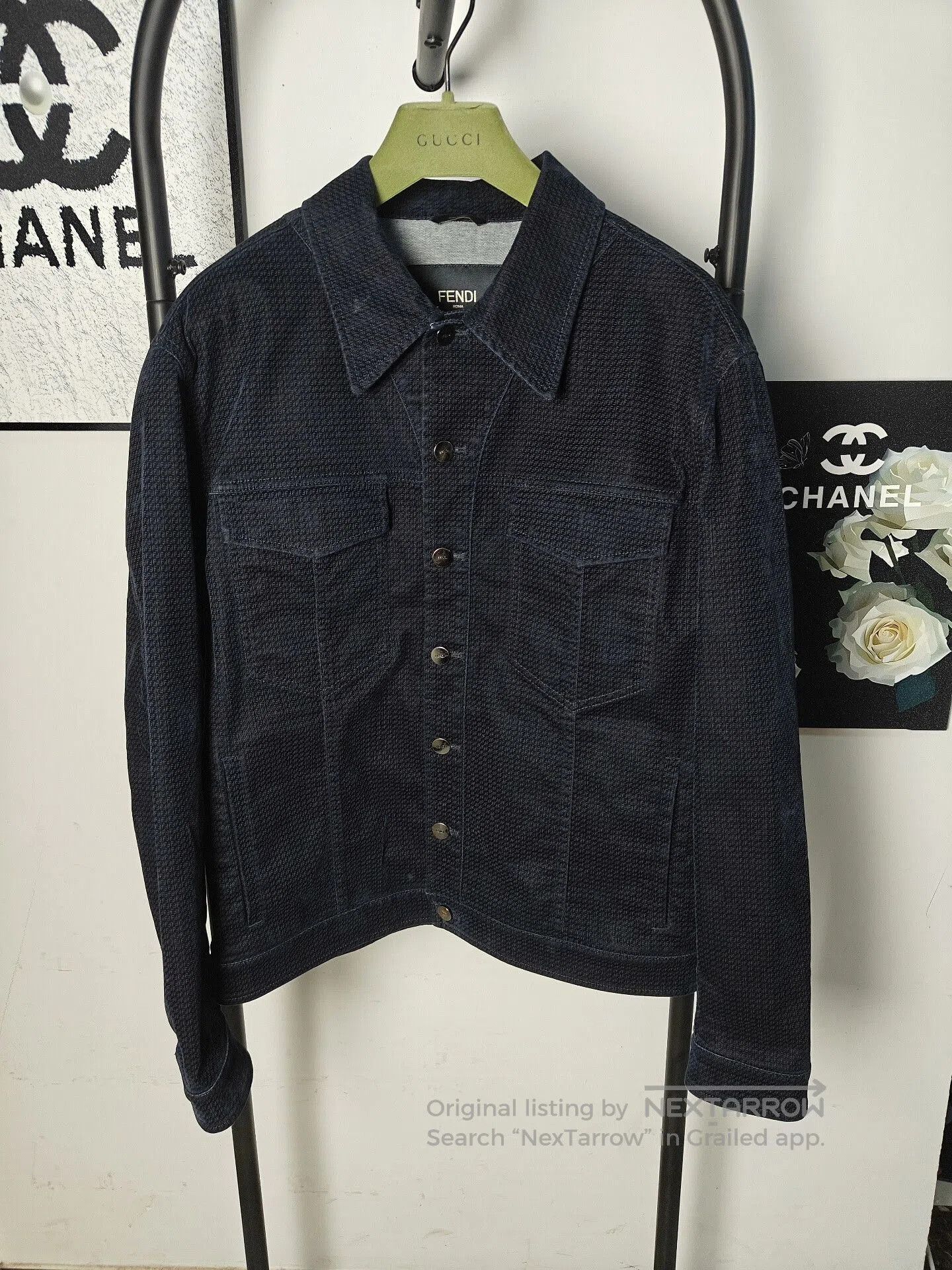 fendi patterned denim jacket in excellent condition.