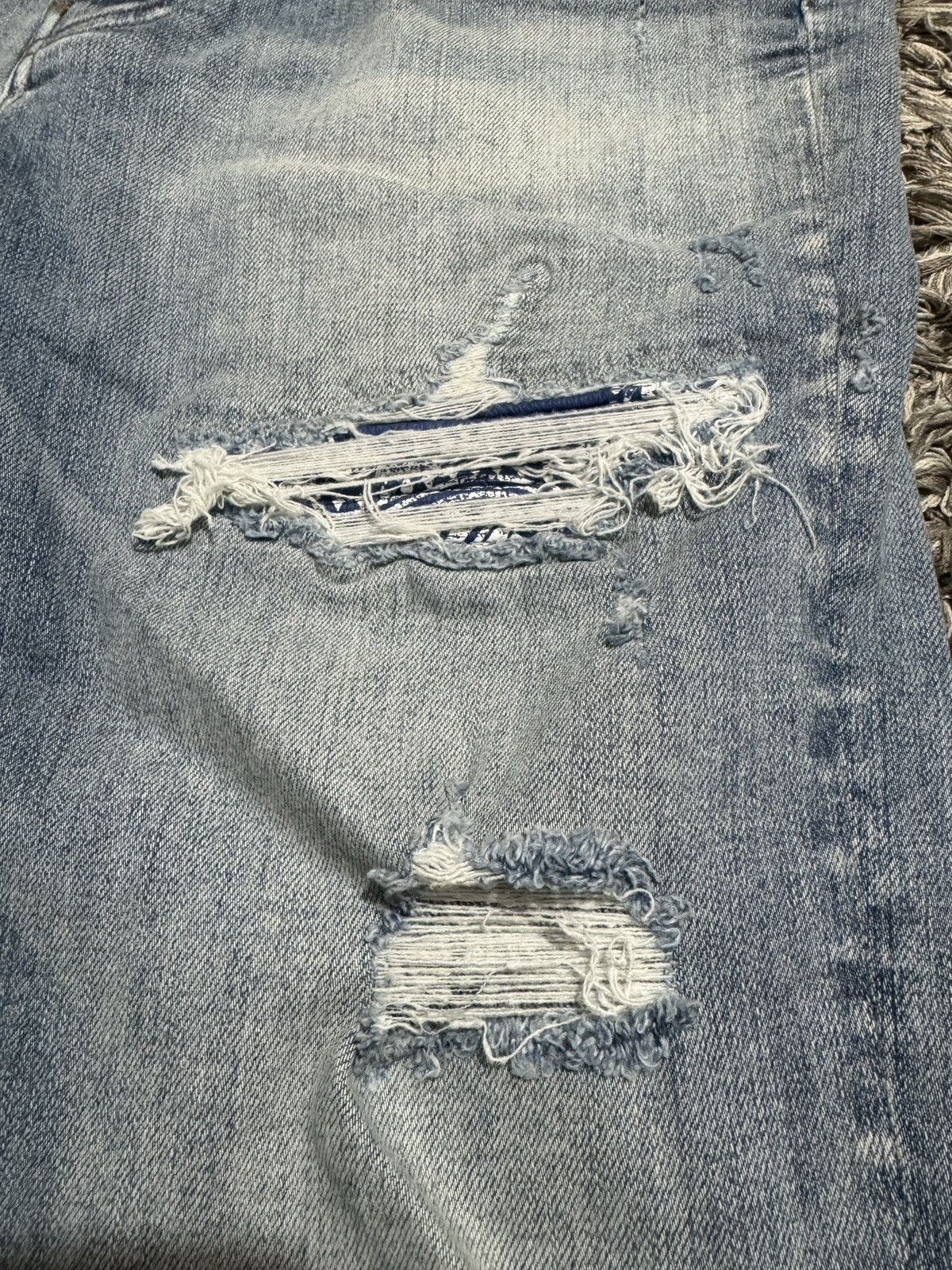 Amiri Amiri Blue Cashew Flower Knife Cut Ripped Jeans Size US 34 / EU 50 - 10 Thumbnail