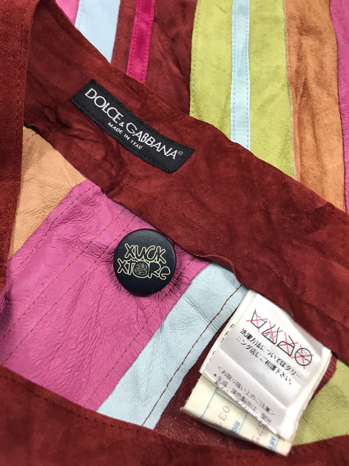 Dolce & Gabbana VINTAGE Y2K DOLCE & GABBANA PATCHWORK LEATHER SKIRTS Size 31" - 19 Thumbnail