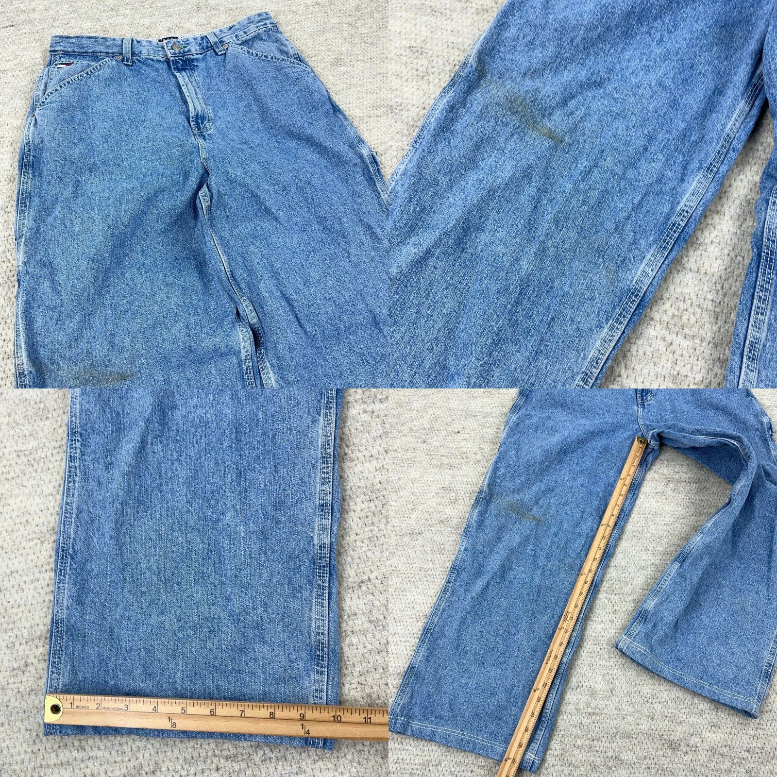 Tommy Hilfiger VINTAGE Tommy Hilfiger Jeans Women 14 Baggy Fit Wide Leg High Rise 90s Blue 32x27 Size 36" / US 14 / IT 50 - 8 Thumbnail