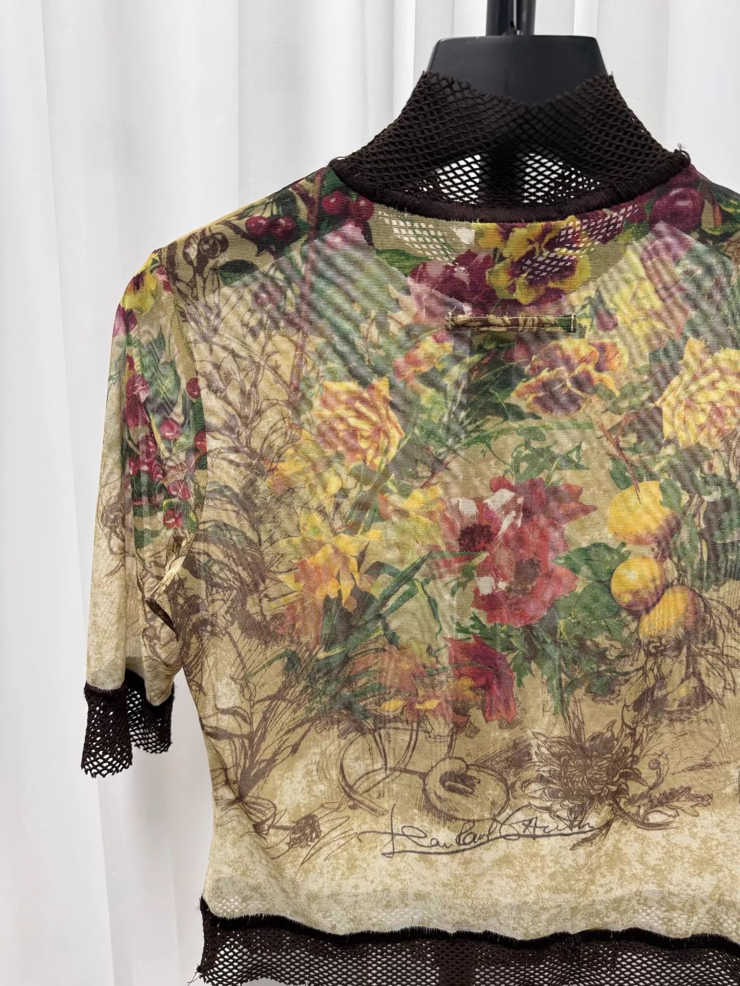 Jean Paul Gaultier JPG Floral Tulle Top Black Mesh Collar/Cuffs 40 Size S / US 4 / IT 40 - 6 Thumbnail