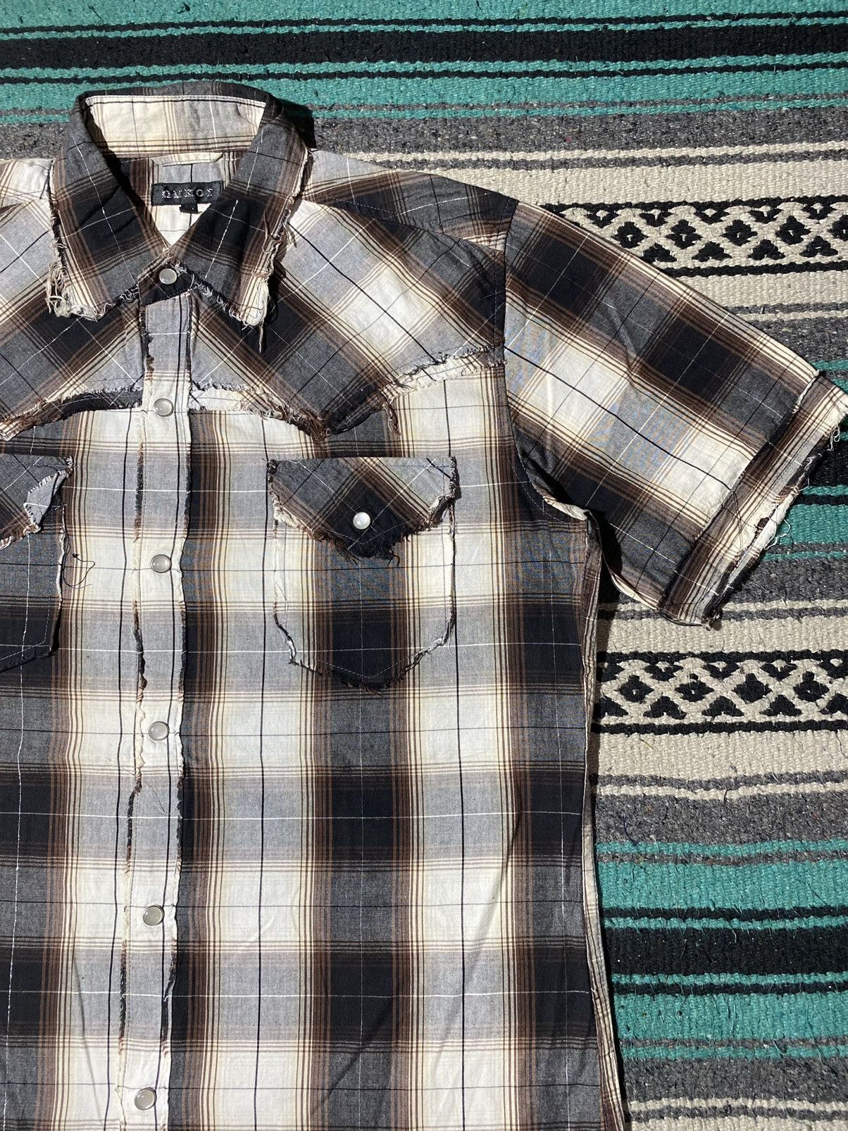 If Six Was Nine × Japanese Brand × Le Grande Bleu (L.G.B.) OMKOE Distressed Western Button Shirt Size US M / EU 48-50 / 2 - 6 Thumbnail