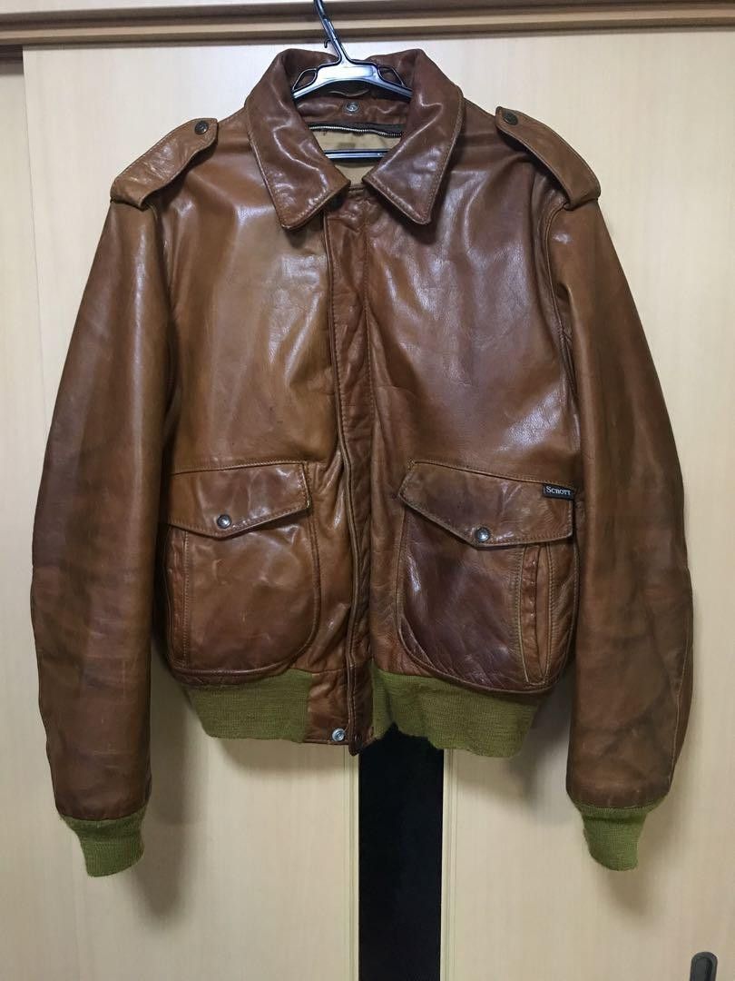 Veste En Cuir Schott A-2 Vintage Années 80 - Taille 50, Made In USA, Occasion Très Bon état