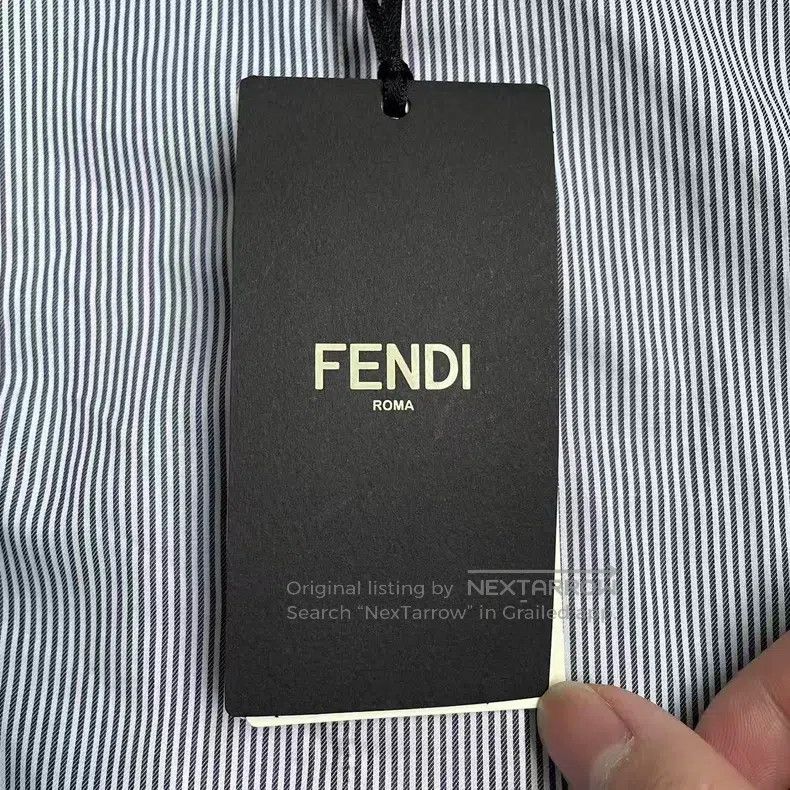 Fendi Fendi Ladies Collar Striped Blue and White Shirt Size XXS / US 00 / IT 34 - 3 Thumbnail