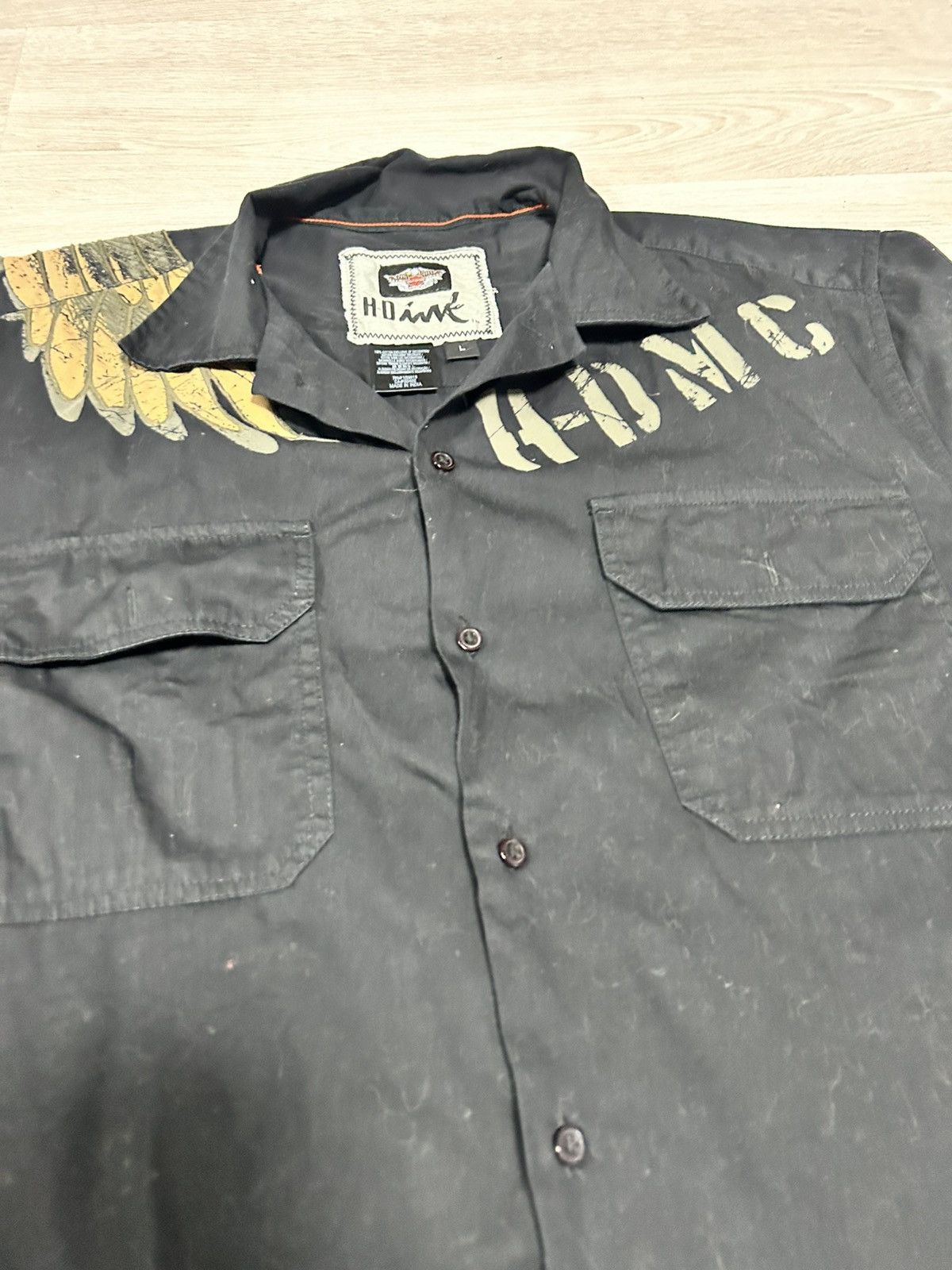 Harley Davidson Vintage Harley-Davidson Men’s Black Button-Down Shirt Eagle Size US L / EU 52-54 / 3 - 6 Thumbnail