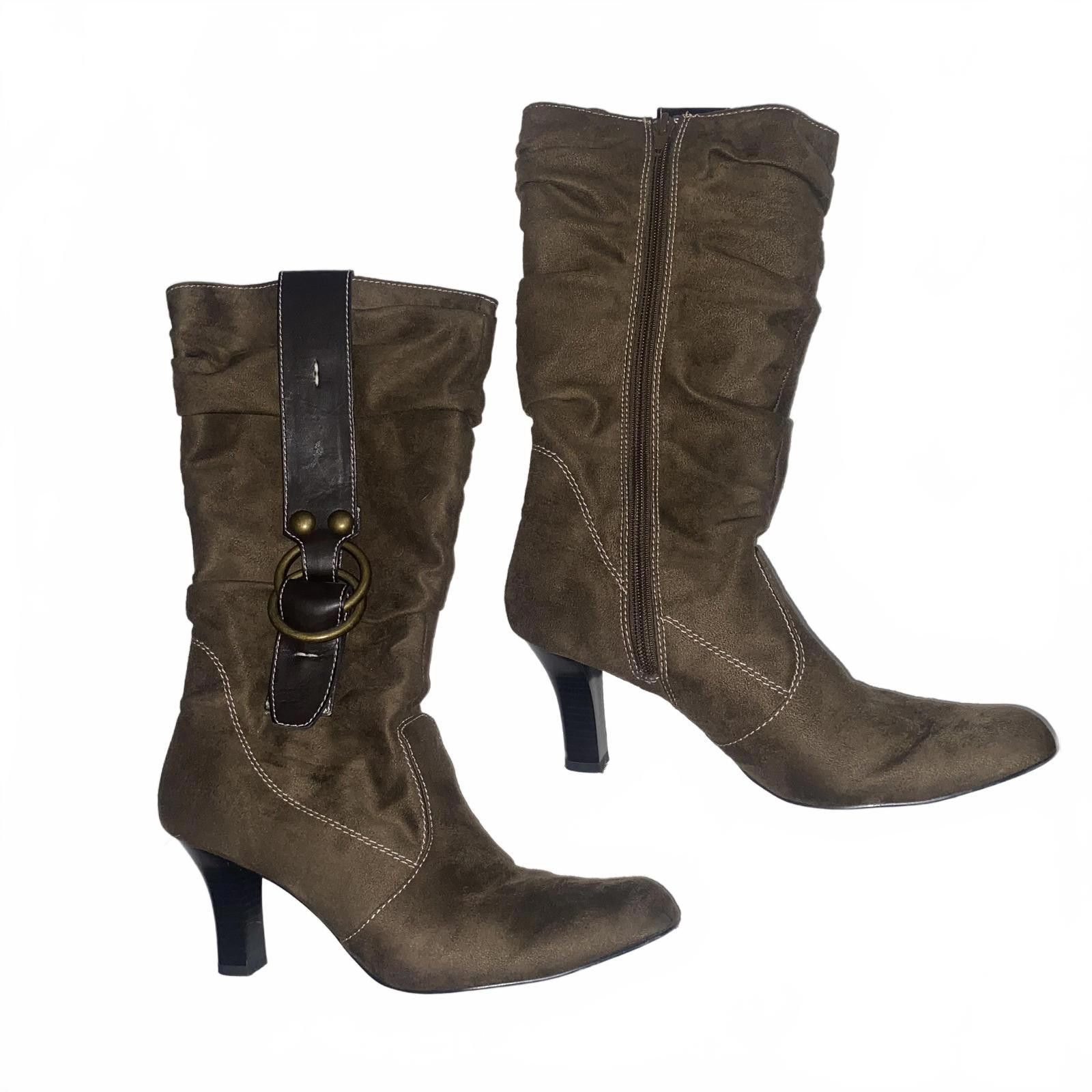 Cartoon Network Vintage 2000s Brown Suede Ruched Heeled Boots 8 Size US 8 / IT 38 - 2 Thumbnail
