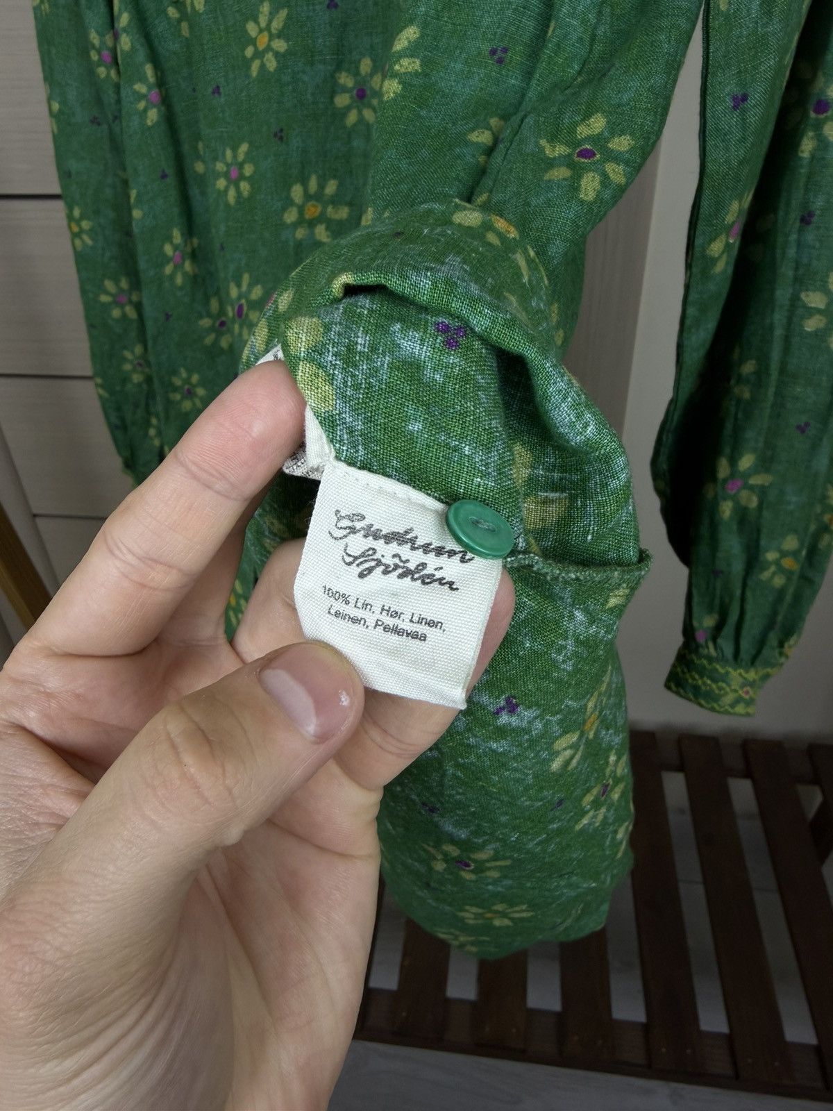 Gudrun Sjoden gudrun sjöden green linen flower print tunic blouses shirt Size M / US 6-8 / IT 42-44 - 10 Thumbnail