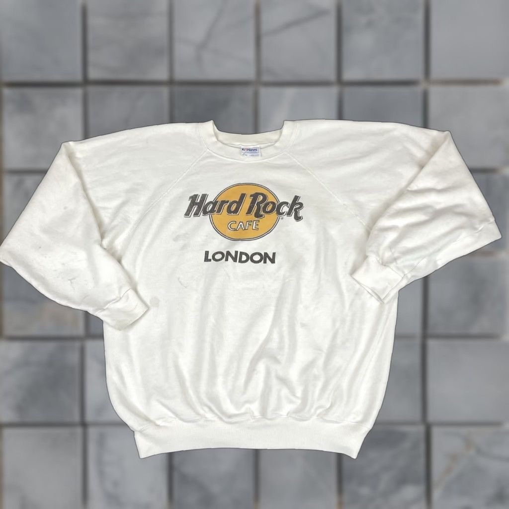Hanes VINTAGE Hanes Hard Rock Cafe Sweatshirt Mens XL White Crewneck USA Made 80s Vtg Graphic Print Logo Sweatshirt Size US XL / EU 56 / 4 - 1 Thumbnail