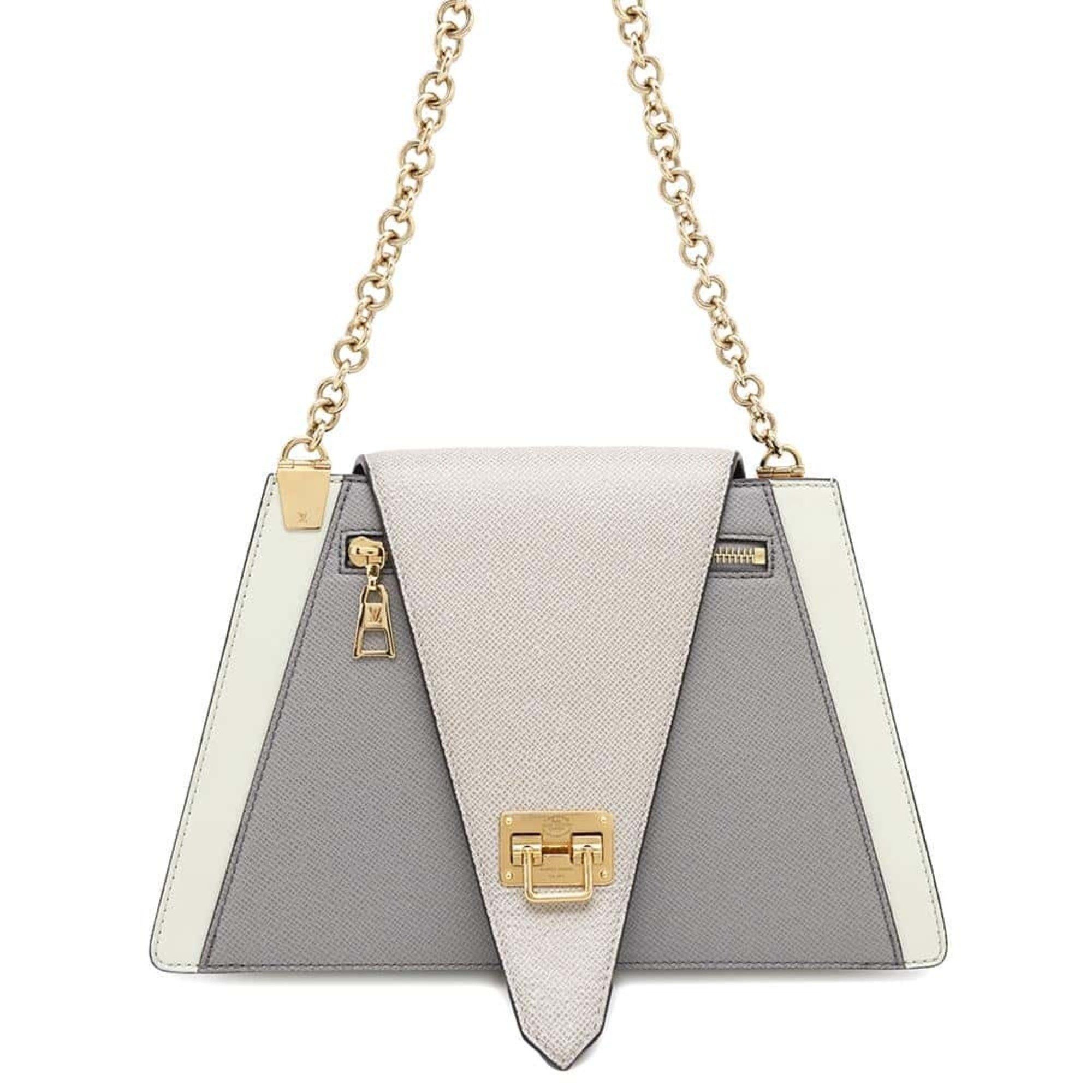Louis Vuitton Chain Shoulder Bag Taiga Trapeze M53813 Louis Vuitton in Grey, Women's