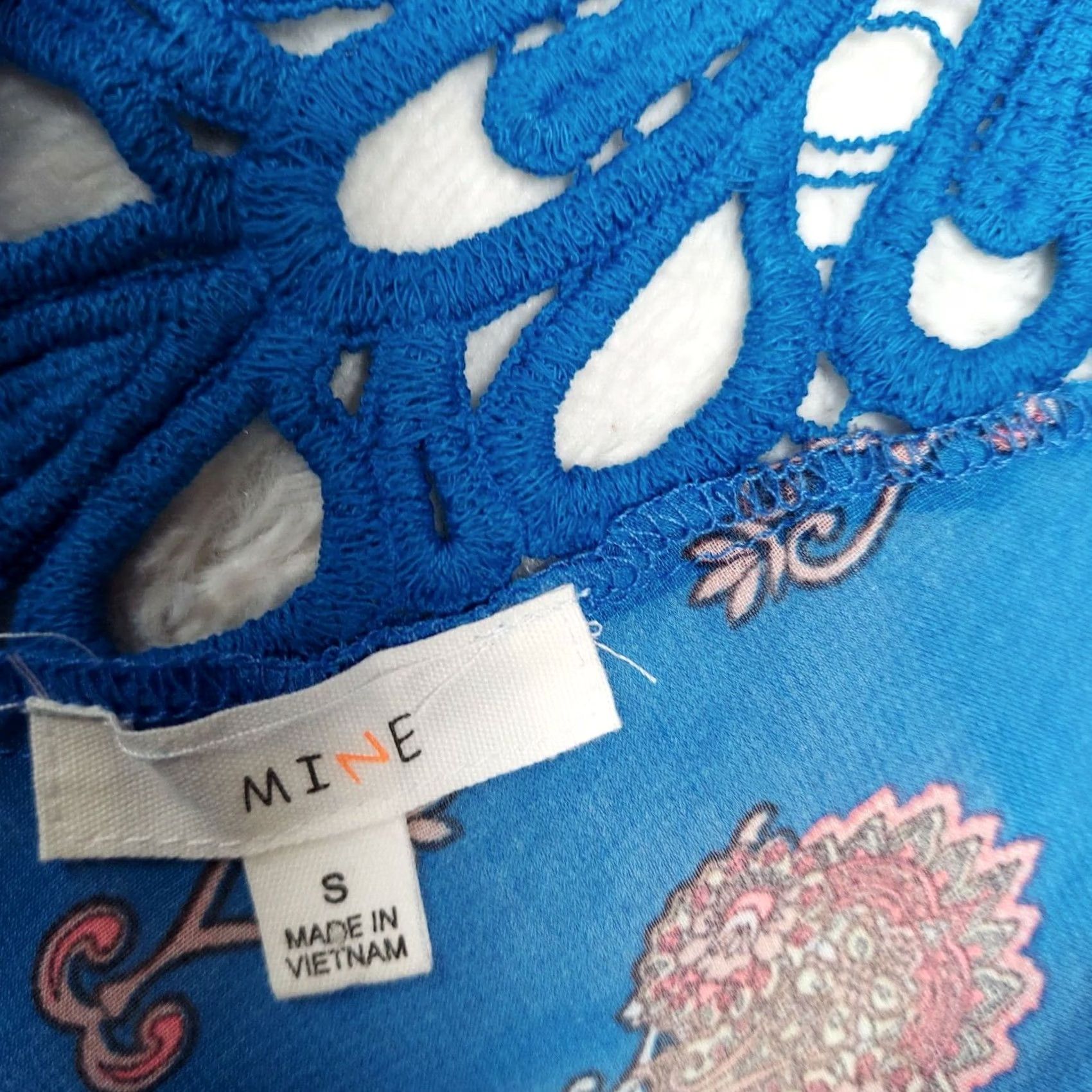 Vintage MINE Womens Embroidered Lace Back Boho Tank Top Paisley Floral Blue Size Small Size S / US 4 / IT 40 - 5 Thumbnail
