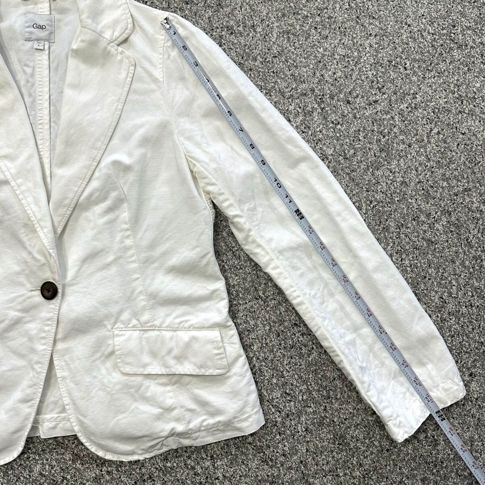 Gap Gap Blazer Shirt Womens 8 White Solid One Button Y2K Preppy Linen Blend Hooded Lightweight Full Zip Jacket Size M / US 6-8 / IT 42-44 - 5 Thumbnail