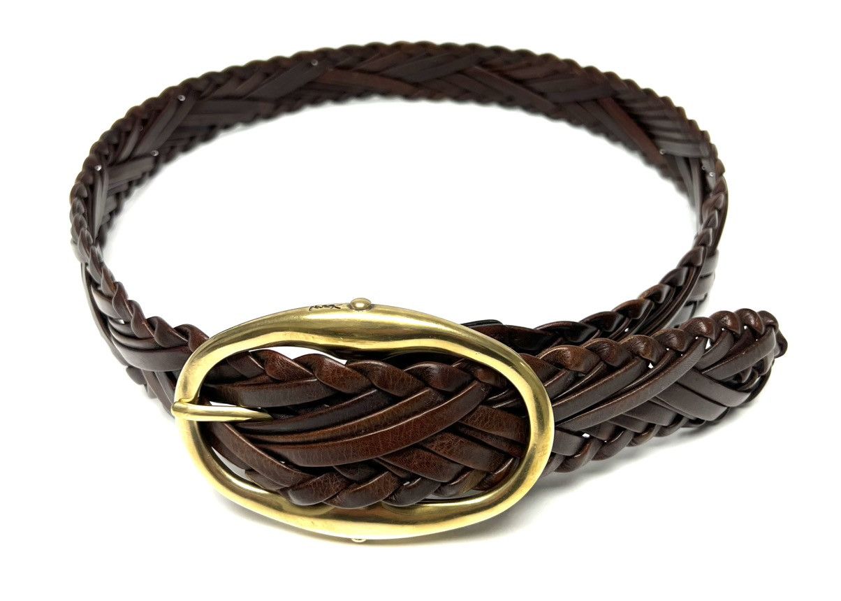 Yves Saint Laurent YVES SAINT LAURENT GOLD TONE BUCKLE W/ BRAIDED LEATHER BELT Size ONE SIZE - 2 Thumbnail