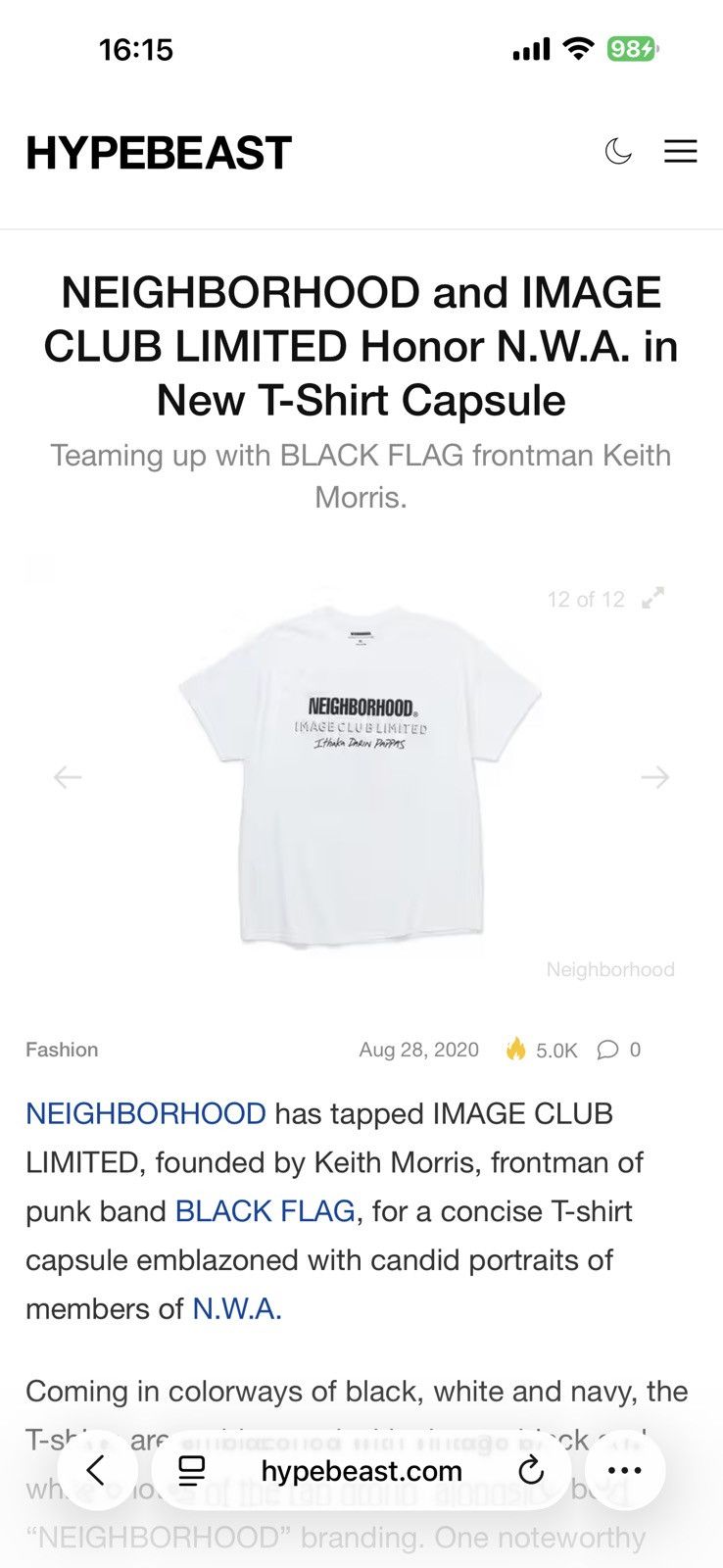 Neighborhood N.W.A x Neighborhood x IMAGE CLUB LIMITED T-Shirt / Rap Tee Size US L / EU 52-54 / 3 - 8 Thumbnail