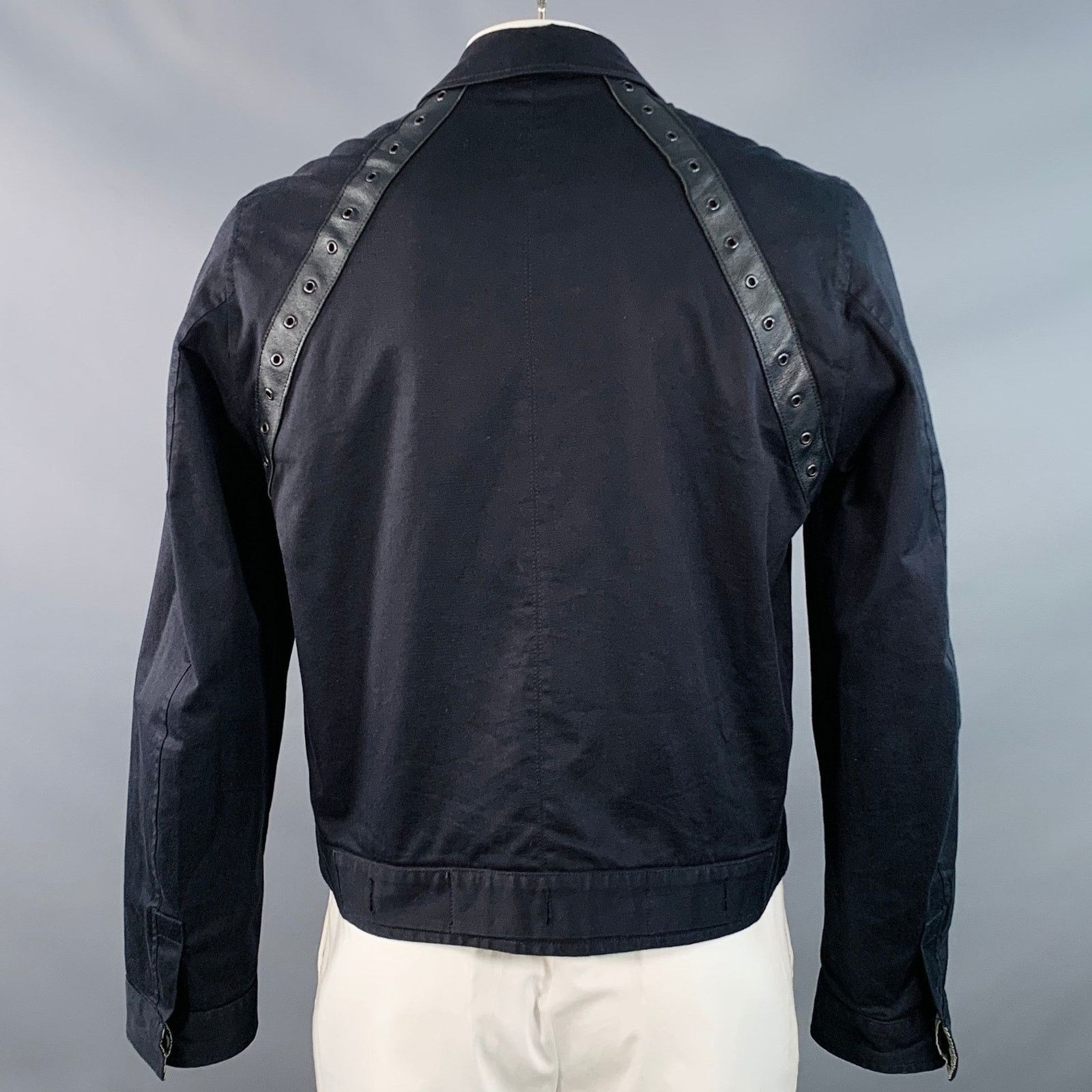 John Bartlett JOHN BARTLETT Black Cotton Twill Harness Zip Up Jacket Size US L / EU 52-54 / 3 - 4 Thumbnail