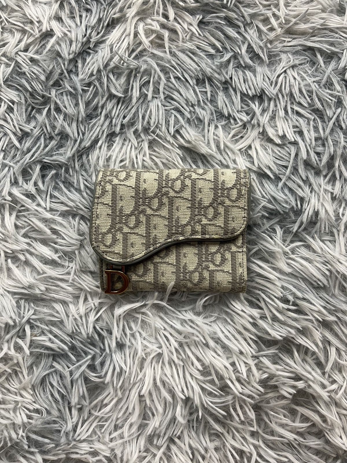 image of Christian Dior Monsieur x Dior Christian Dior Saddle Tri Fold Wallet in White, Women's