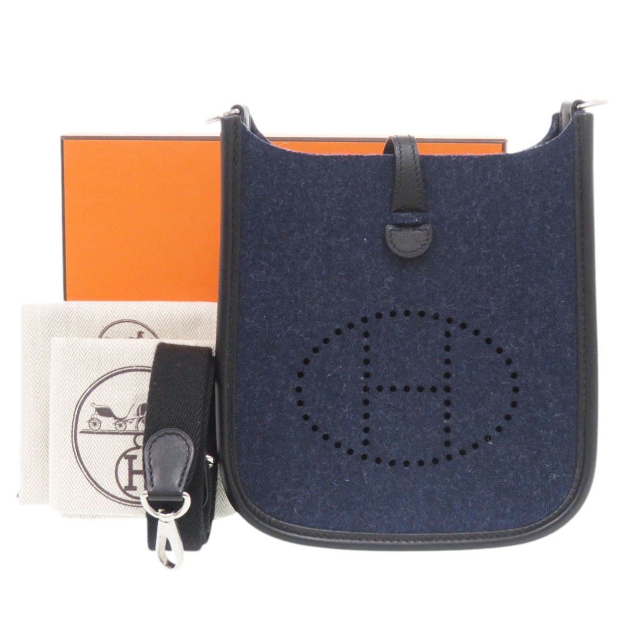 Hermes Like New Hermes Evelyne TPM Amazon Felt Swift Leather Shoulder Bag in Blue Nuit with Silver Hardware, Y Stamp (2020 Model), 0968HERMES Size ONE SIZE - 1 Thumbnail