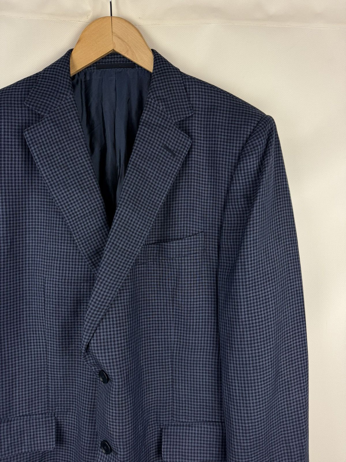 Ermenegildo Zegna Ermenegildo Zegna Duo Wool Silk Linen Checked Blazer Jacket Size 46R - 3 Thumbnail