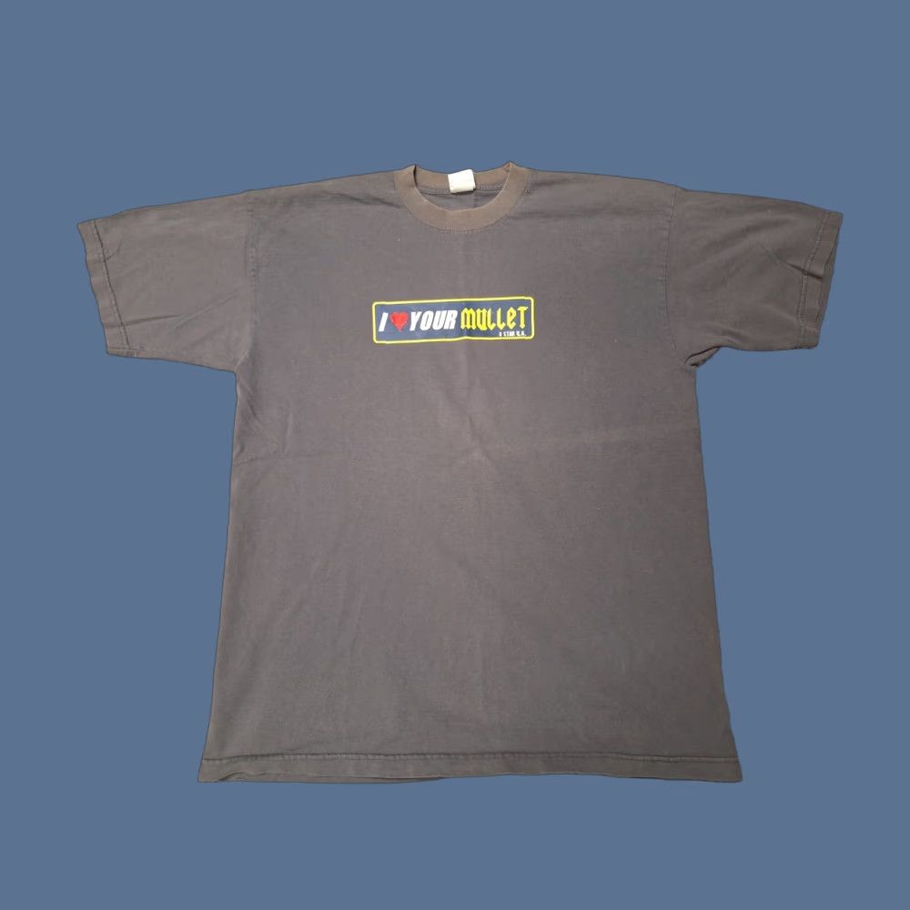 Vintage VINTAGE I Love Your Mullet Skateboard Box Logo UK Punk Rock Grunge Shirt XL 3 Star UK Unisex Adults Gray Short Sleeve Crew Neck Graphic Print Logo Size US XL / EU 56 / 4 - 1 Thumbnail