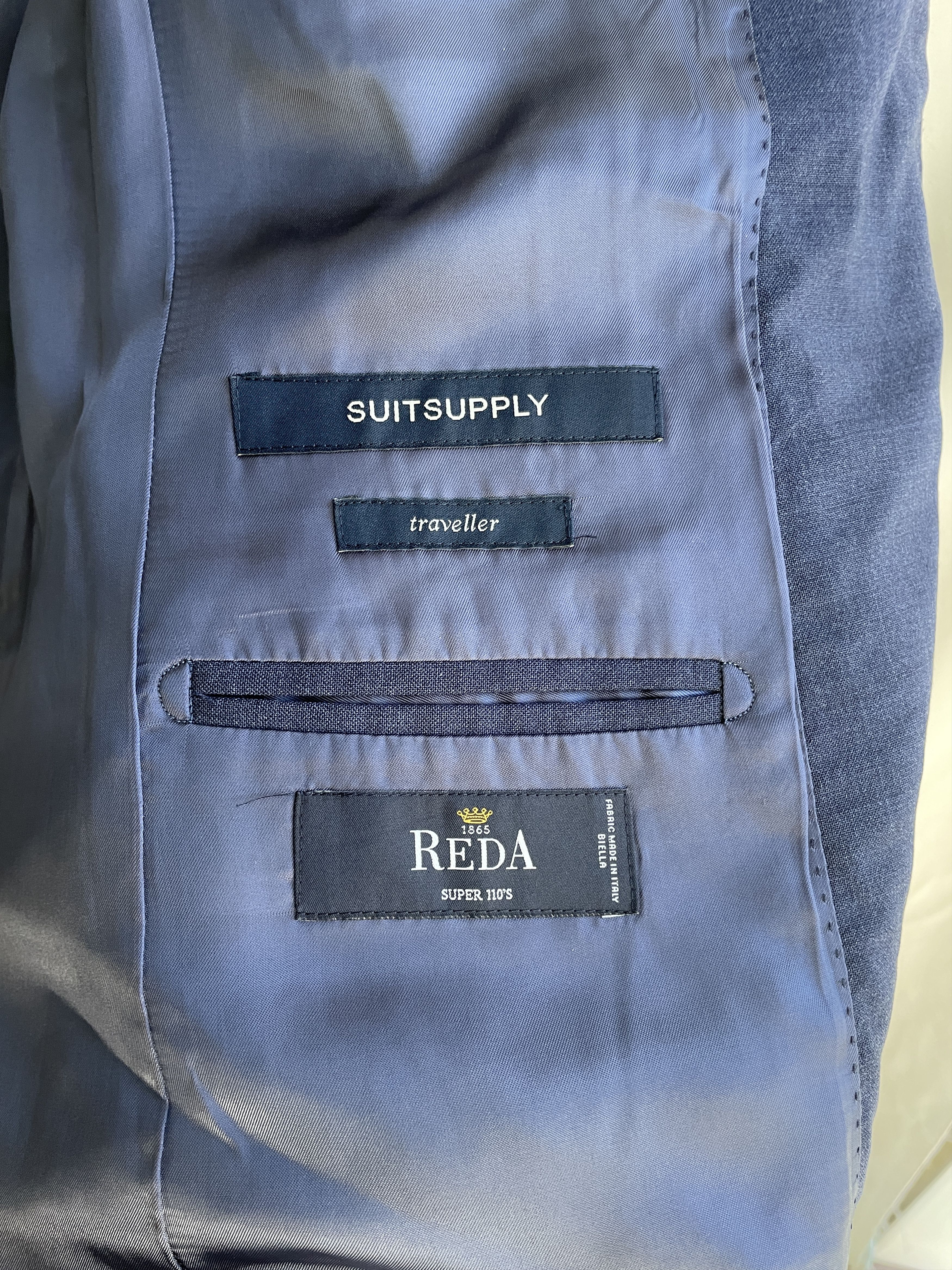 Suitsupply Suitsupply Traveller Wool Navy Solid Suit Jacket Blazer Size 40L - 7 Thumbnail