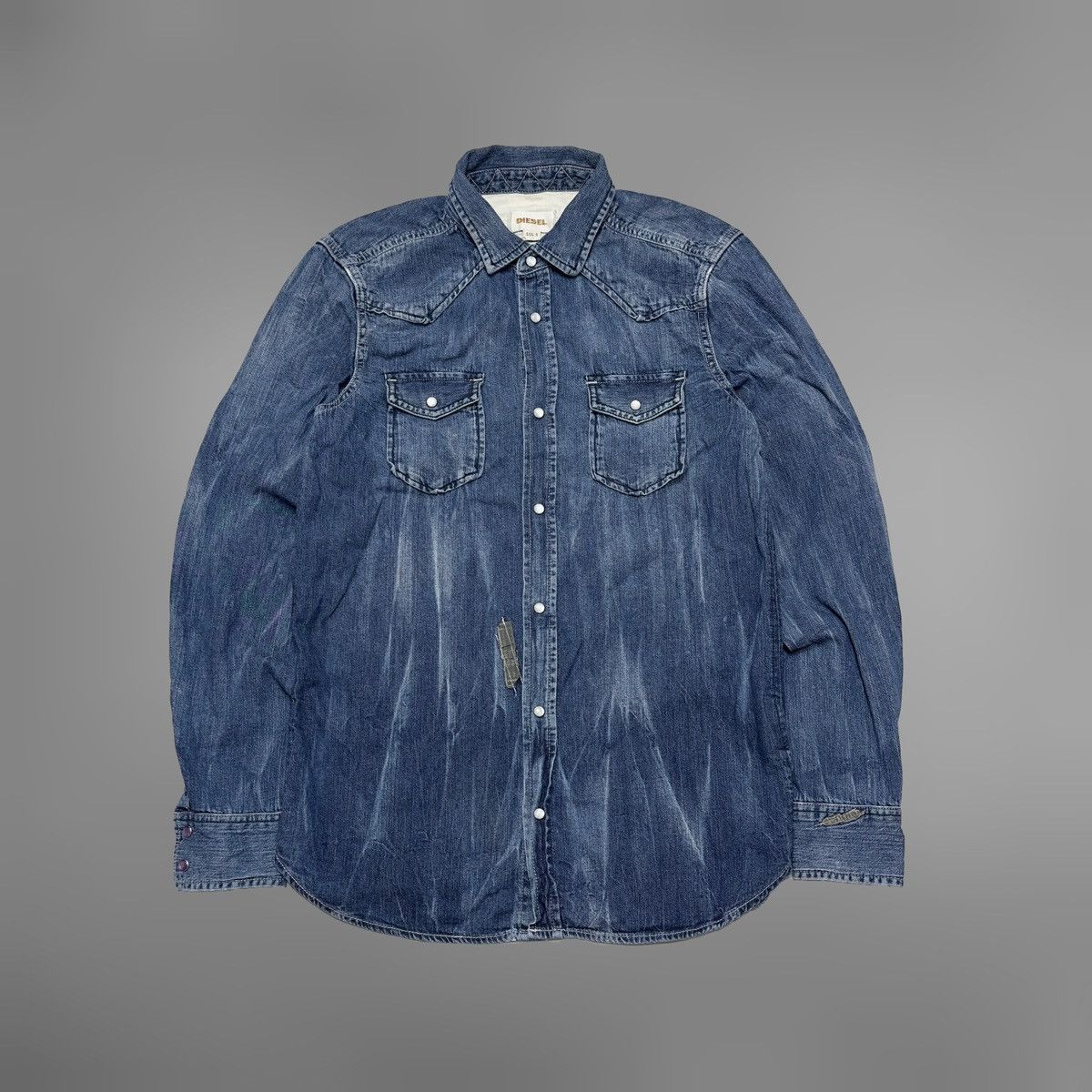 Vintage Diesel Pearl Snap patchwork Denim Western Shirt
