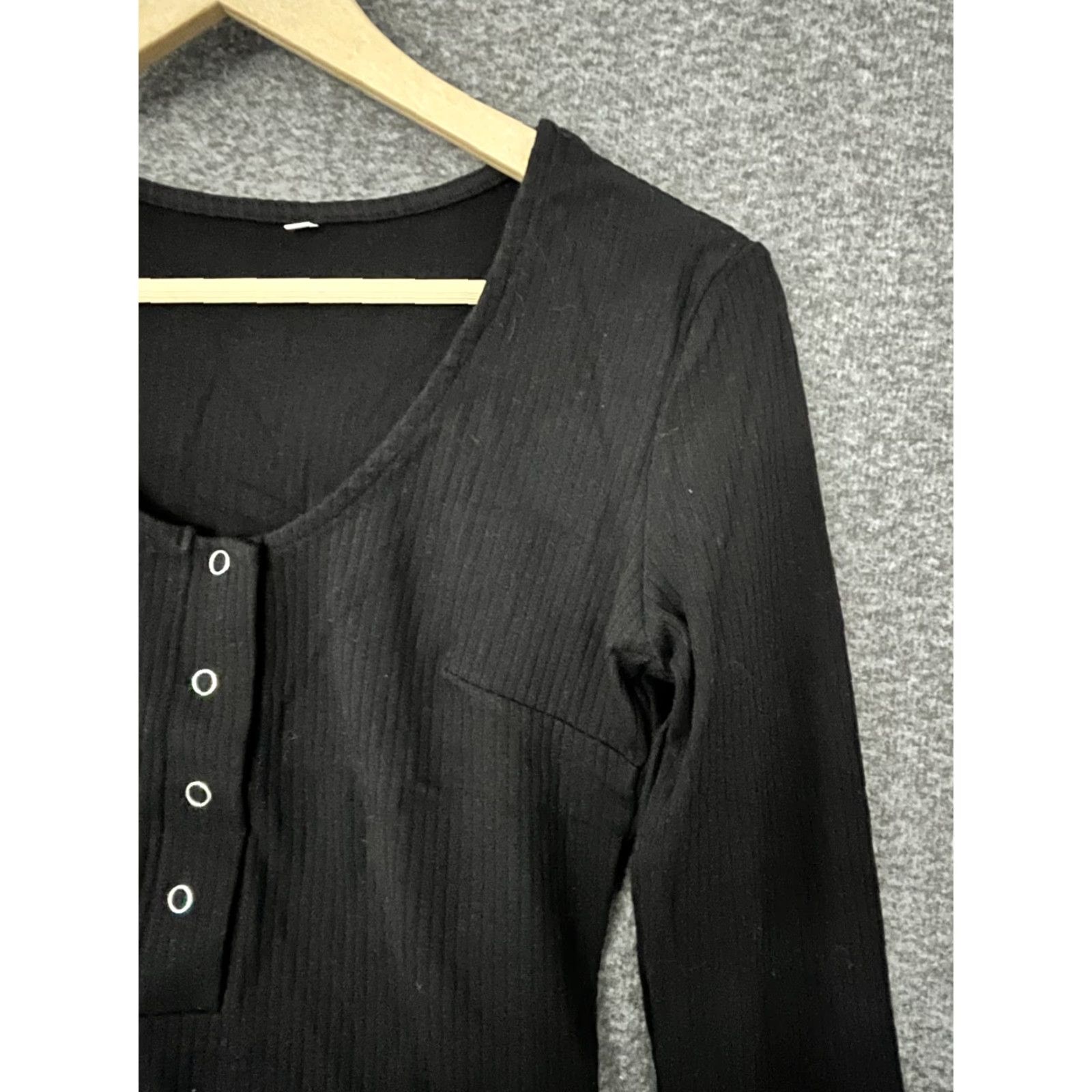 Vintage Queen.M Black Scoop Neck Bodysuit Shirt for Women Button Down M Size M / US 6-8 / IT 42-44 - 3 Thumbnail