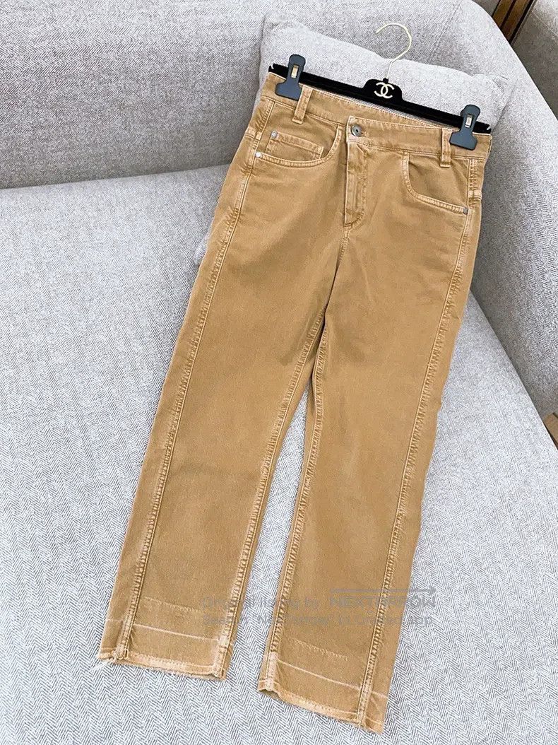 Brunello Cucinelli Brunello Cucinelli Beaded Decoration Khaki Irregular Jeans Size 24" / US 00 / IT 34 - 1 Thumbnail