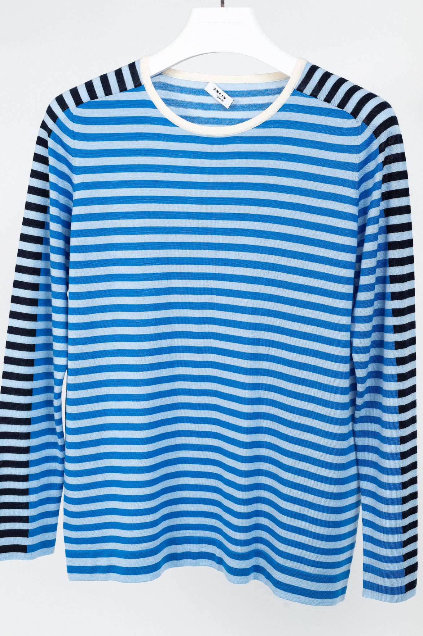 Akris Akris Punto Blue Striped Wool Sweater Size L / US 10 / IT 46 - 3 Thumbnail