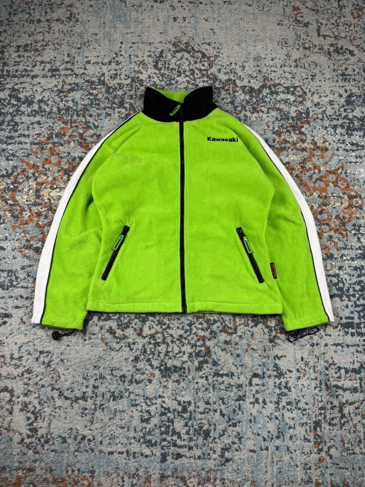 Vintage Vintage 90s Kawasaki racing style sherpa fleece jacket Size L / US 10 / IT 46 - 3 Thumbnail