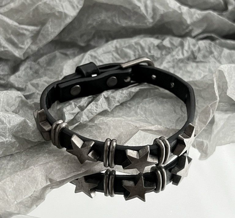 Japanese Brand × Jewelry Avant garde punk star stud mini leather bracelet Size ONE SIZE - 4 Thumbnail