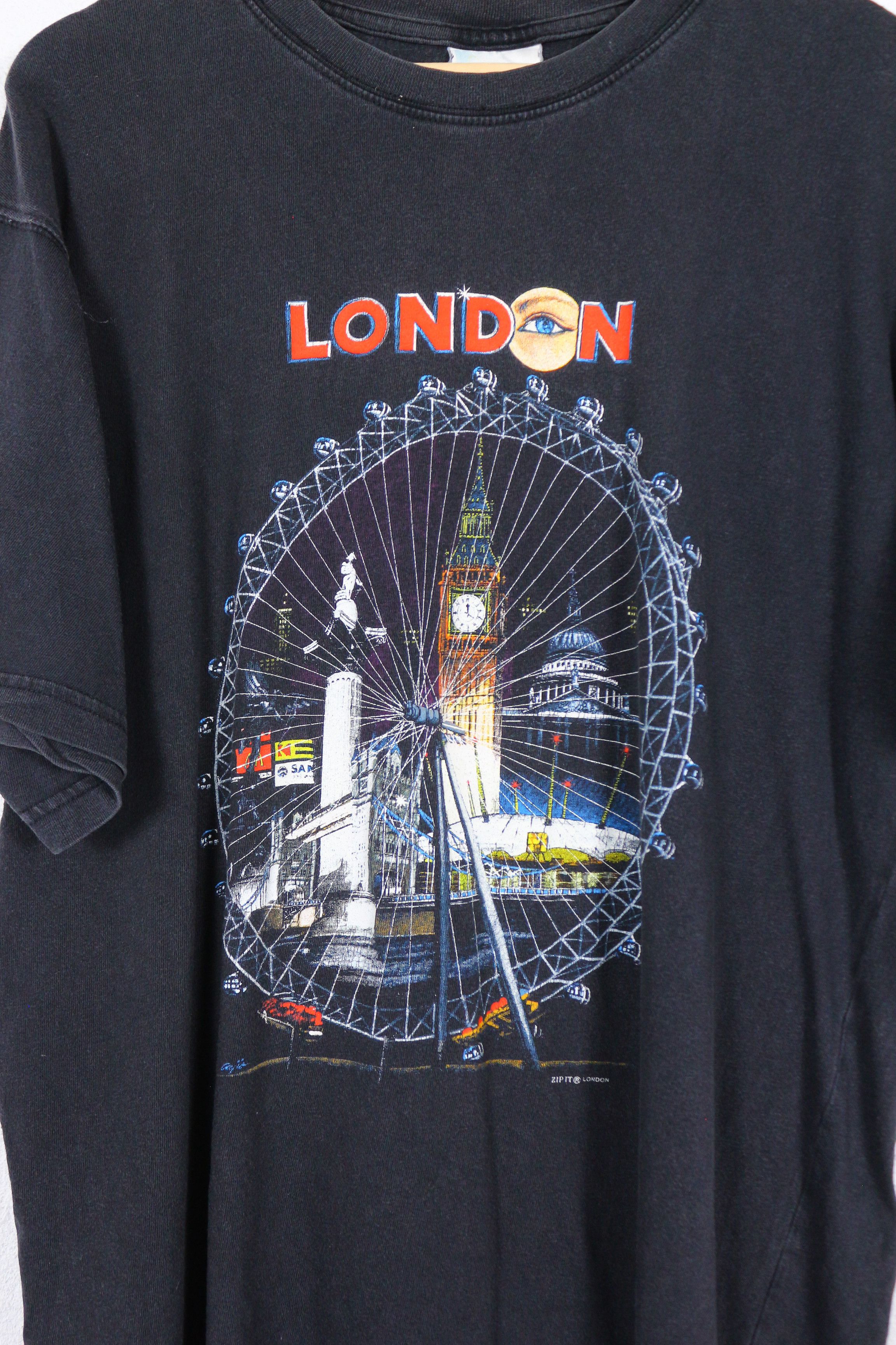 Bleach × Vintage Vintage London Eye Zip IT Graphic Tee T-shirt 90s Bleach Size US XL / EU 56 / 4 - 2 Thumbnail