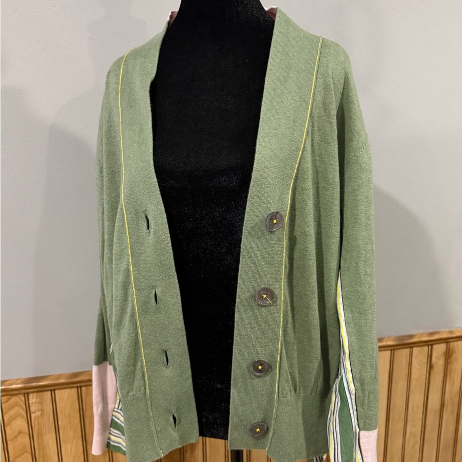 Other Zaket & Plover Stripe Trim Mixed Media Cardigan Size Large Size L / US 10 / IT 46 - 7 Thumbnail