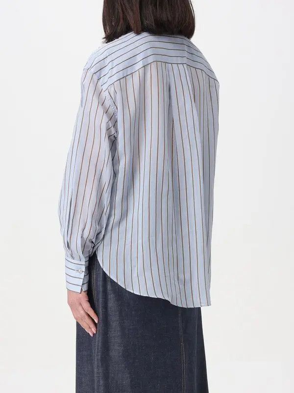 Brunello Cucinelli o1y0725 Striped Shirt in Pastel Blue/Beige Size XS / US 0-2 / IT 36-38 - 2 Thumbnail