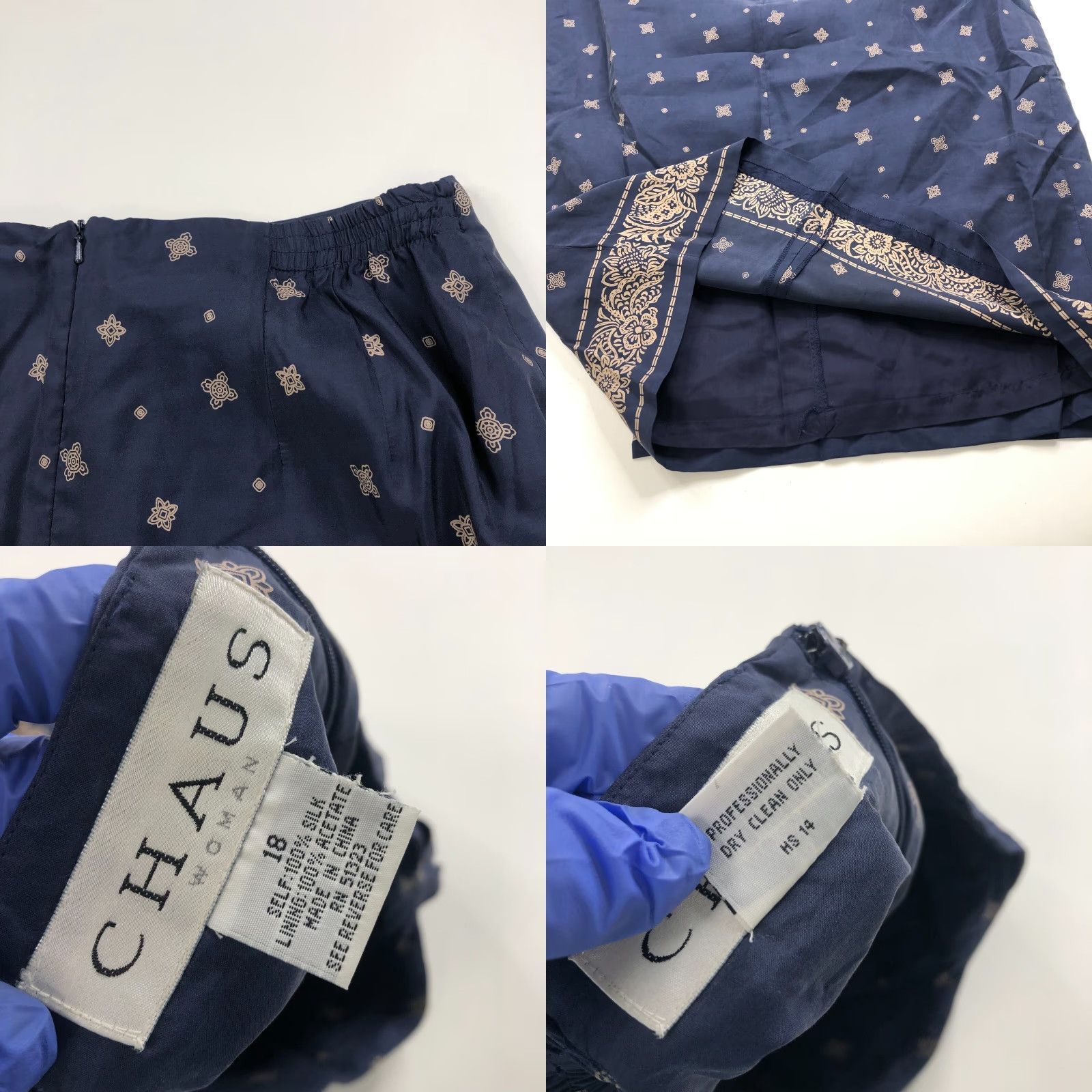 Vintage Chaus Skirt Midi Faux Wrap Zip Lined 18 34 In Blue Vintage VTG 100% Silk Geometric Pattern Lined Size 40" / US 18 - 8 Thumbnail