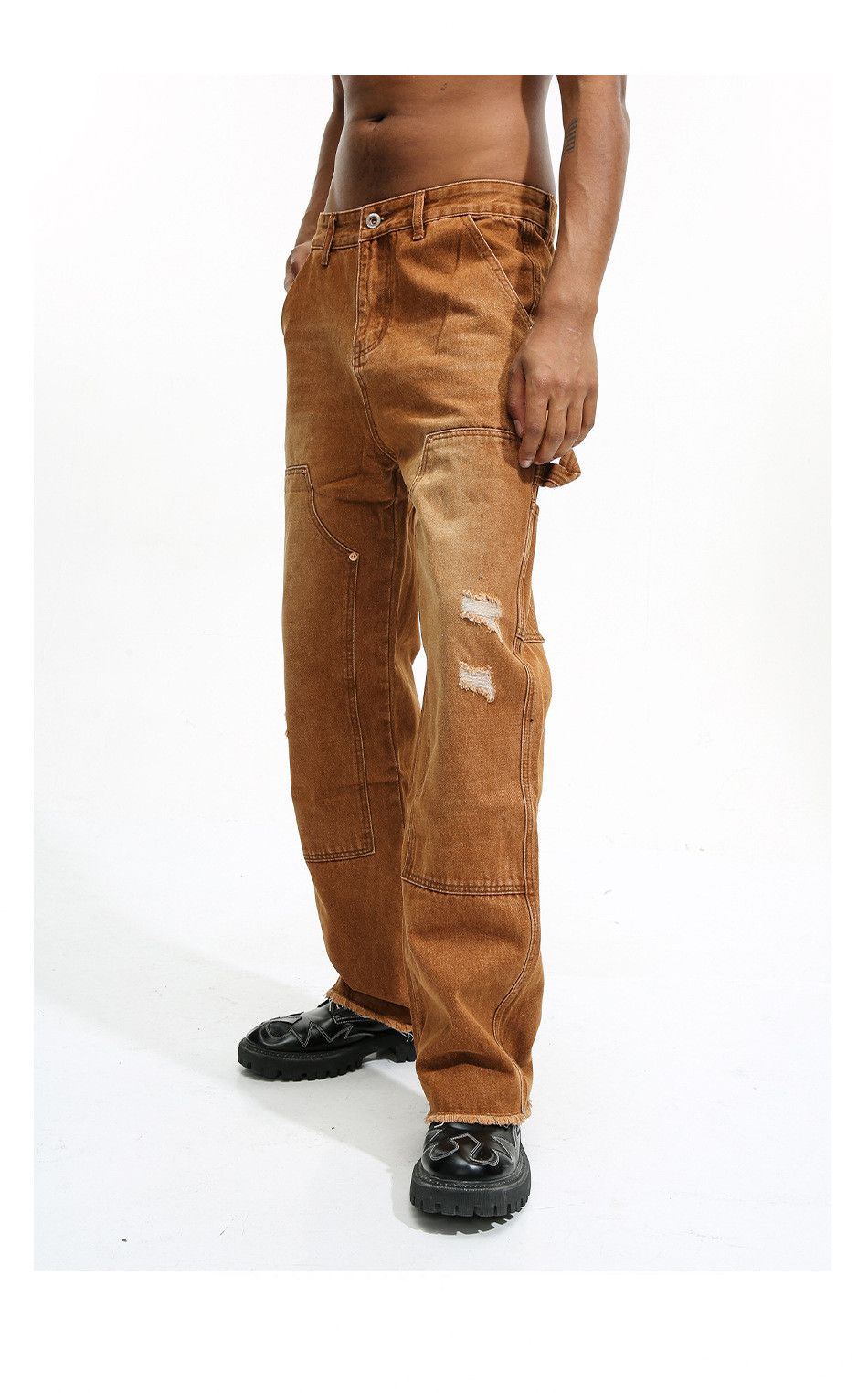 Jean × Vintage washed faded carpenter y2k cargo jeans Size US 30 / EU 46 - 2 Thumbnail