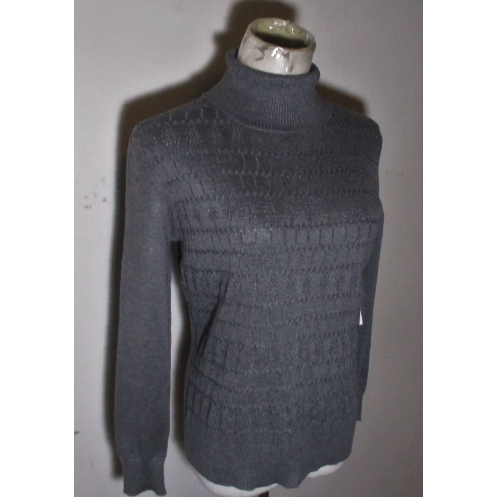 Vintage RETROLOGY Gray Rayon Long Sleeve Turtleneck Top Size S/P NWT Size S / US 4 / IT 40 - 3 Thumbnail