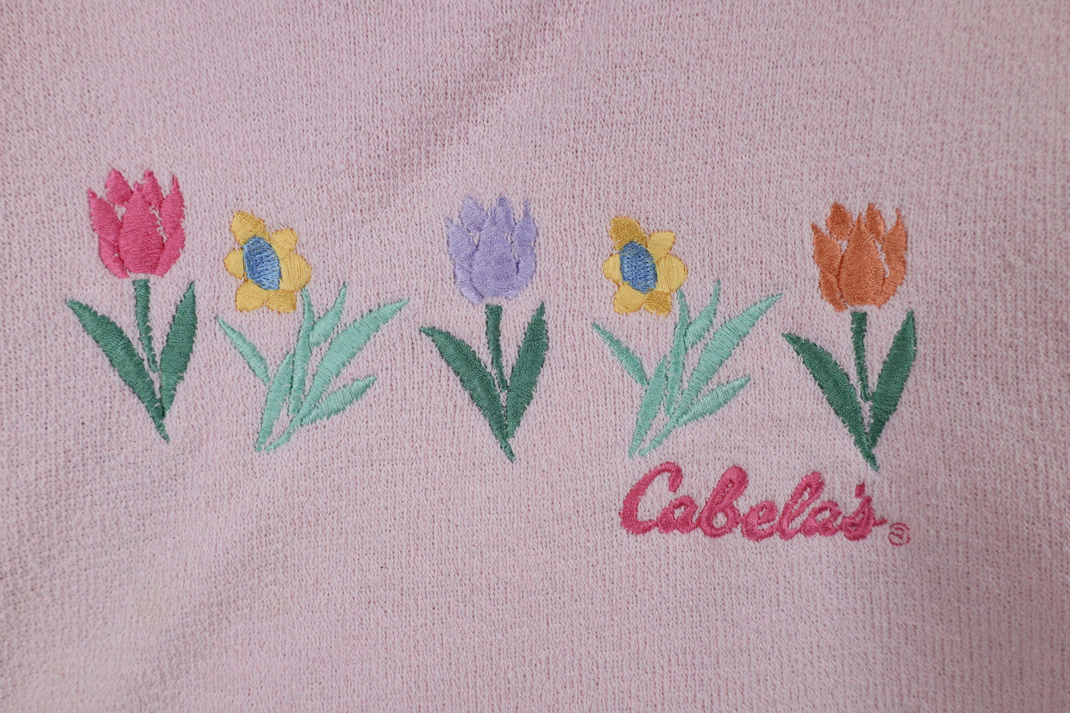 Cabelas × Vintage Vintage 90s Cabelas Flower Terry Cloth Sweatshirt Pink Size M / US 6-8 / IT 42-44 - 4 Thumbnail
