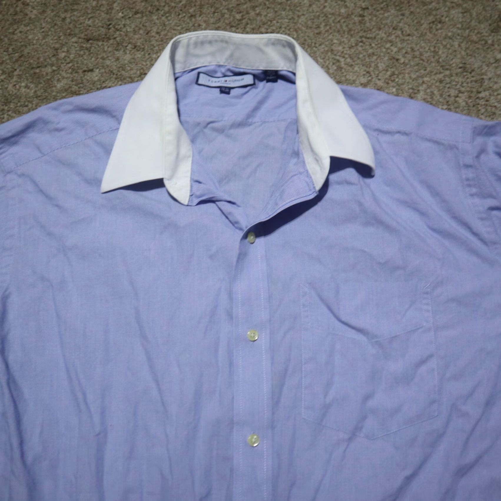 Tommy Hilfiger Tommy Hilfiger Blue Shirt Button-Down Regular Fit Long Sleeve XL Men Size US XL / EU 56 / 4 - 2 Thumbnail