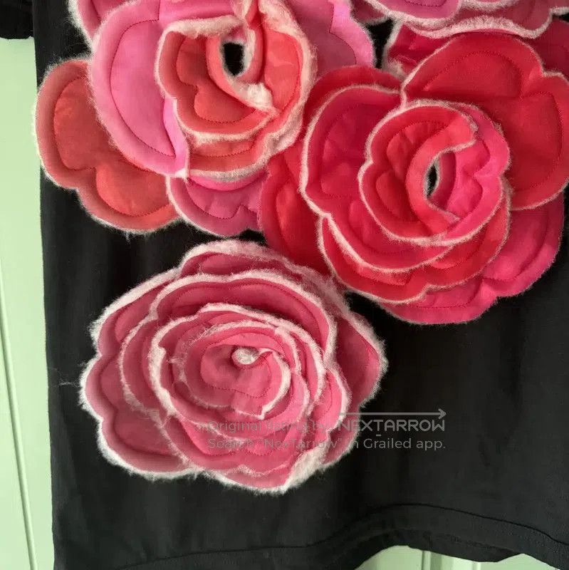 Comme des Garcons COMME des GARÇONS Black Floral Embellished T-Shirt . Size S / US 4 / IT 40 - 6 Thumbnail