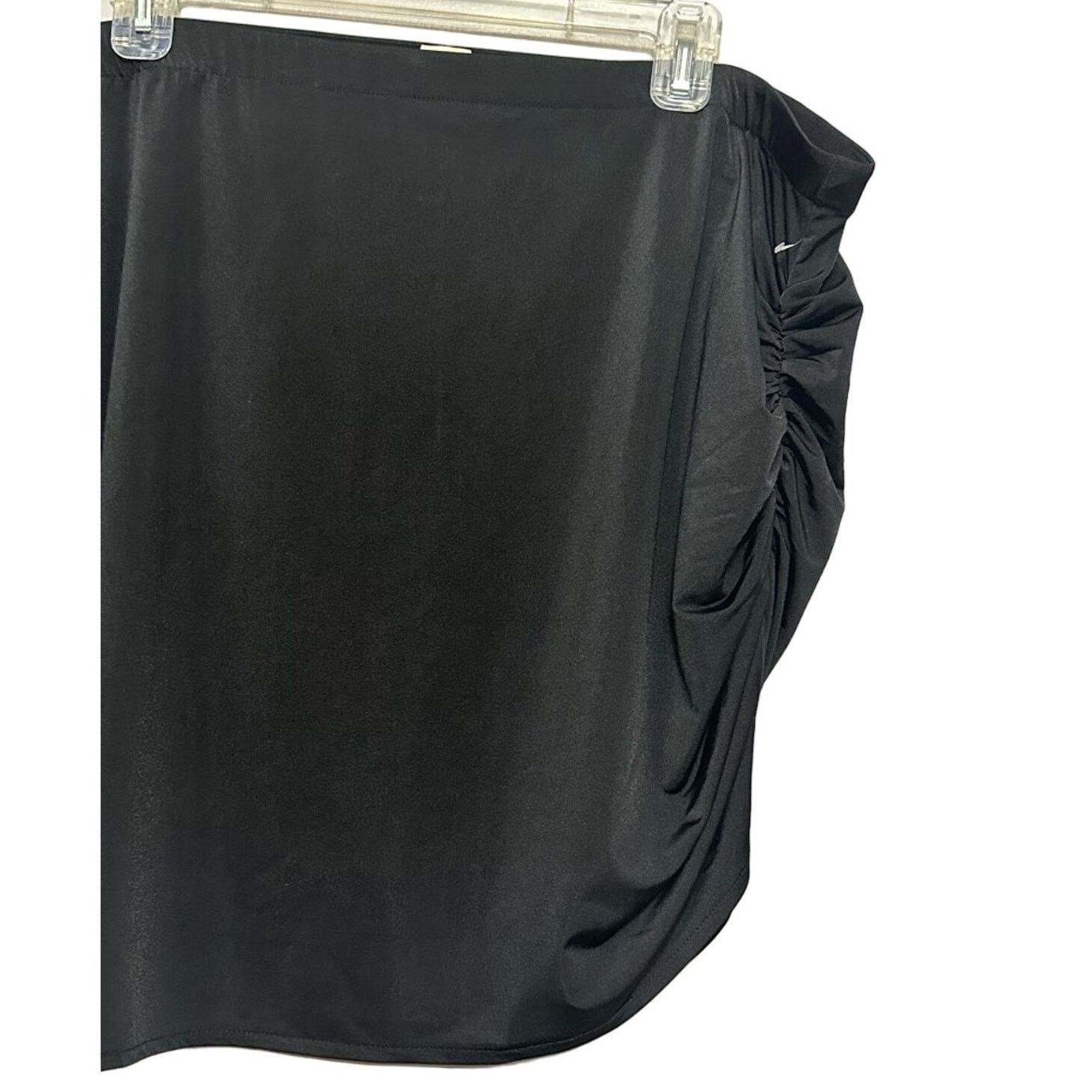 Other Open Edit Mini Skirt Straight Cut Ruched Side Black W 2X Size 38" / US 16 / IT 52 - 2 Thumbnail