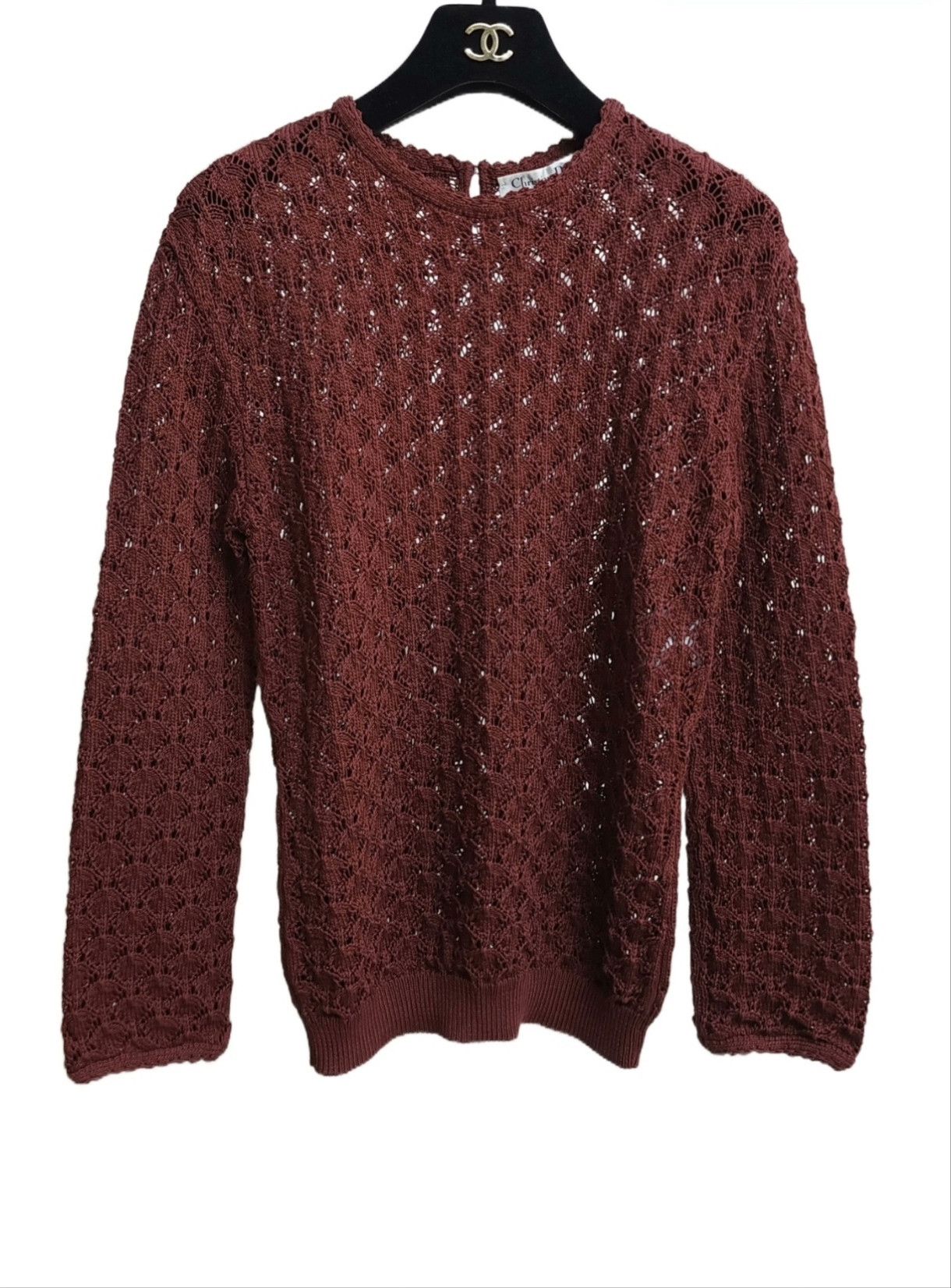 Dior dior burgundy openwork knitted sweater Size US M / EU 48-50 / 2 - 1 Thumbnail
