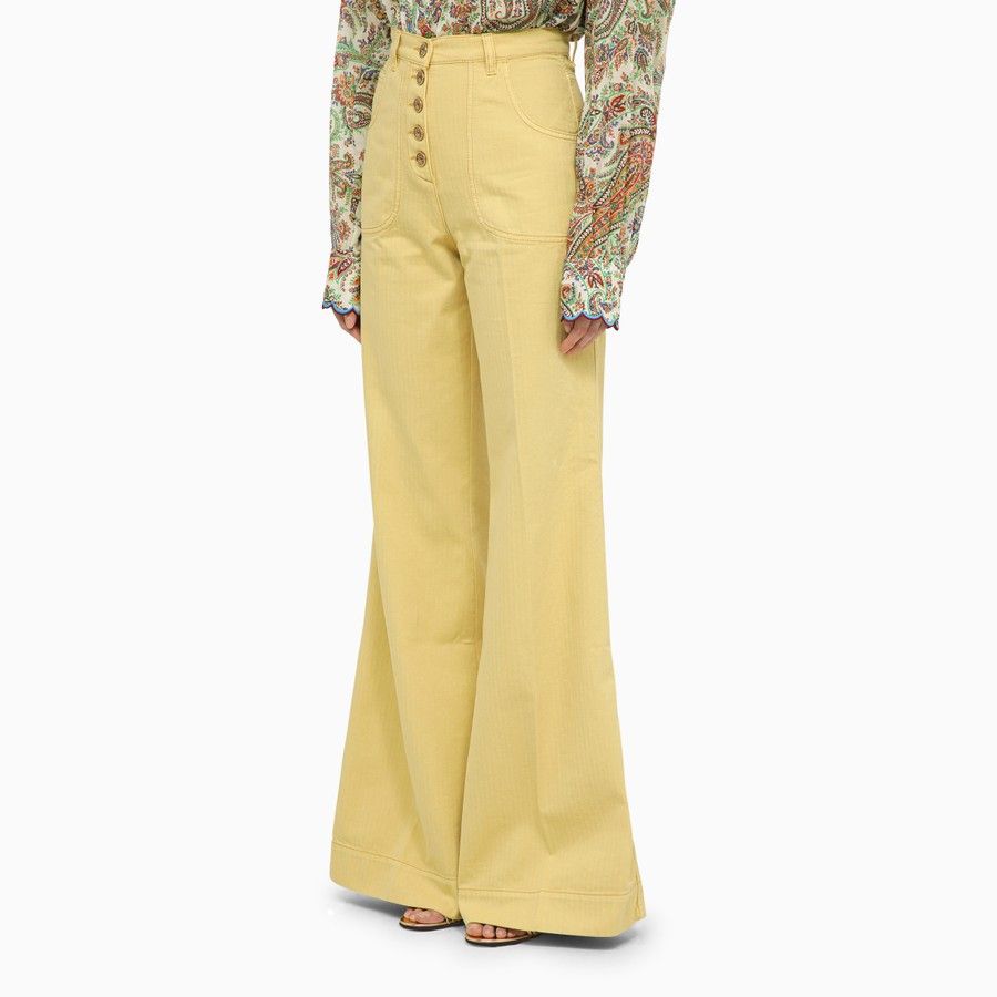 Etro o1d2blof0824 Denim Flared Trousers in Yellow Size 29" - 3 Thumbnail