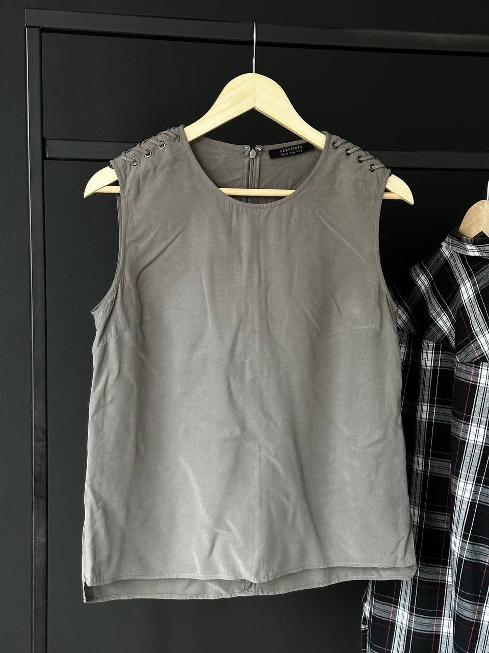 Allsaints Allsaints Grey Modal Unisex Laces Tank Top Size L / US 10 / IT 46 - 2 Thumbnail