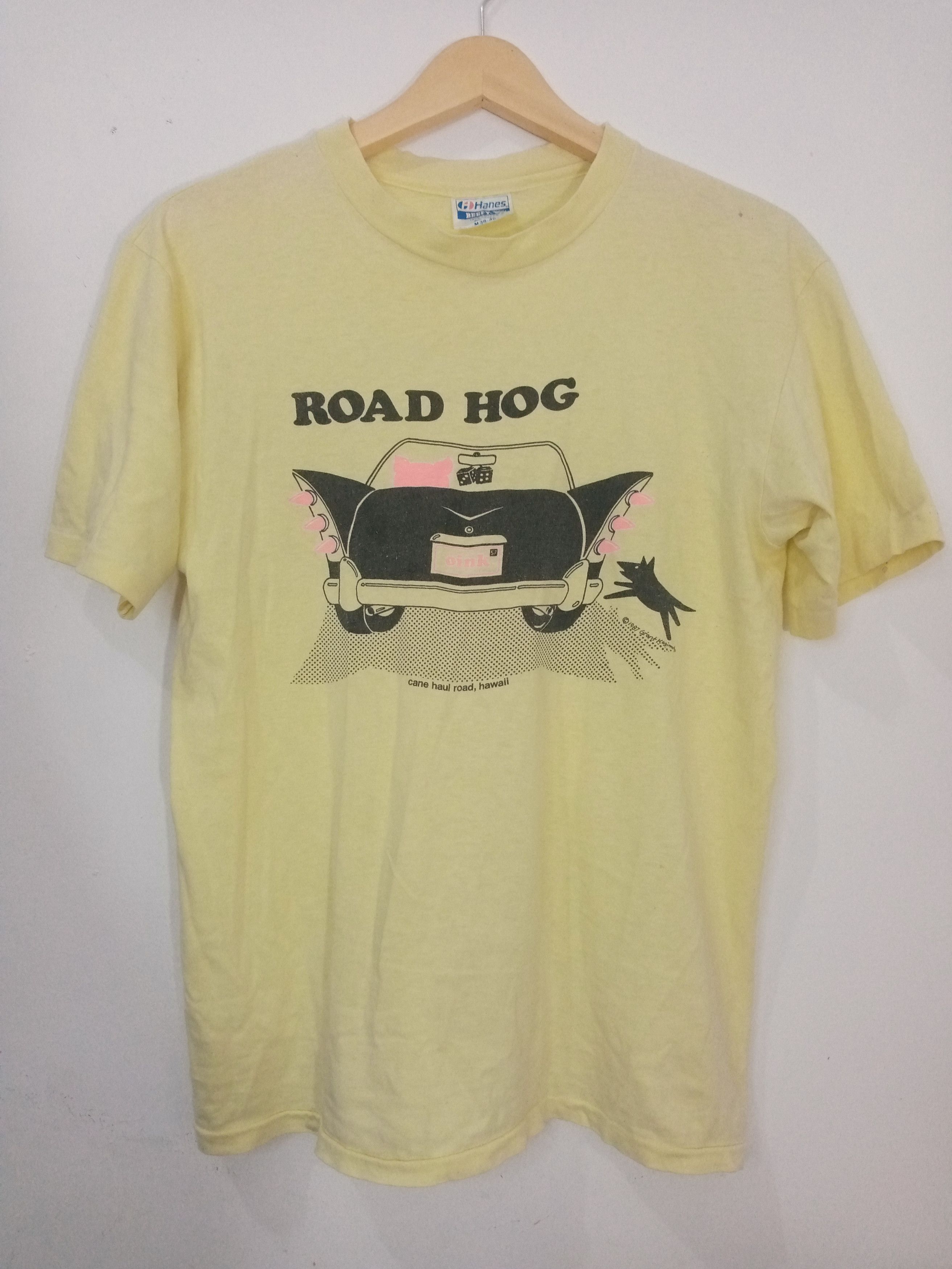 Vintage Vintage 1987 single stitch Hanes tee : OINK Roadhog Size US M / EU 48-50 / 2 - 1 Thumbnail