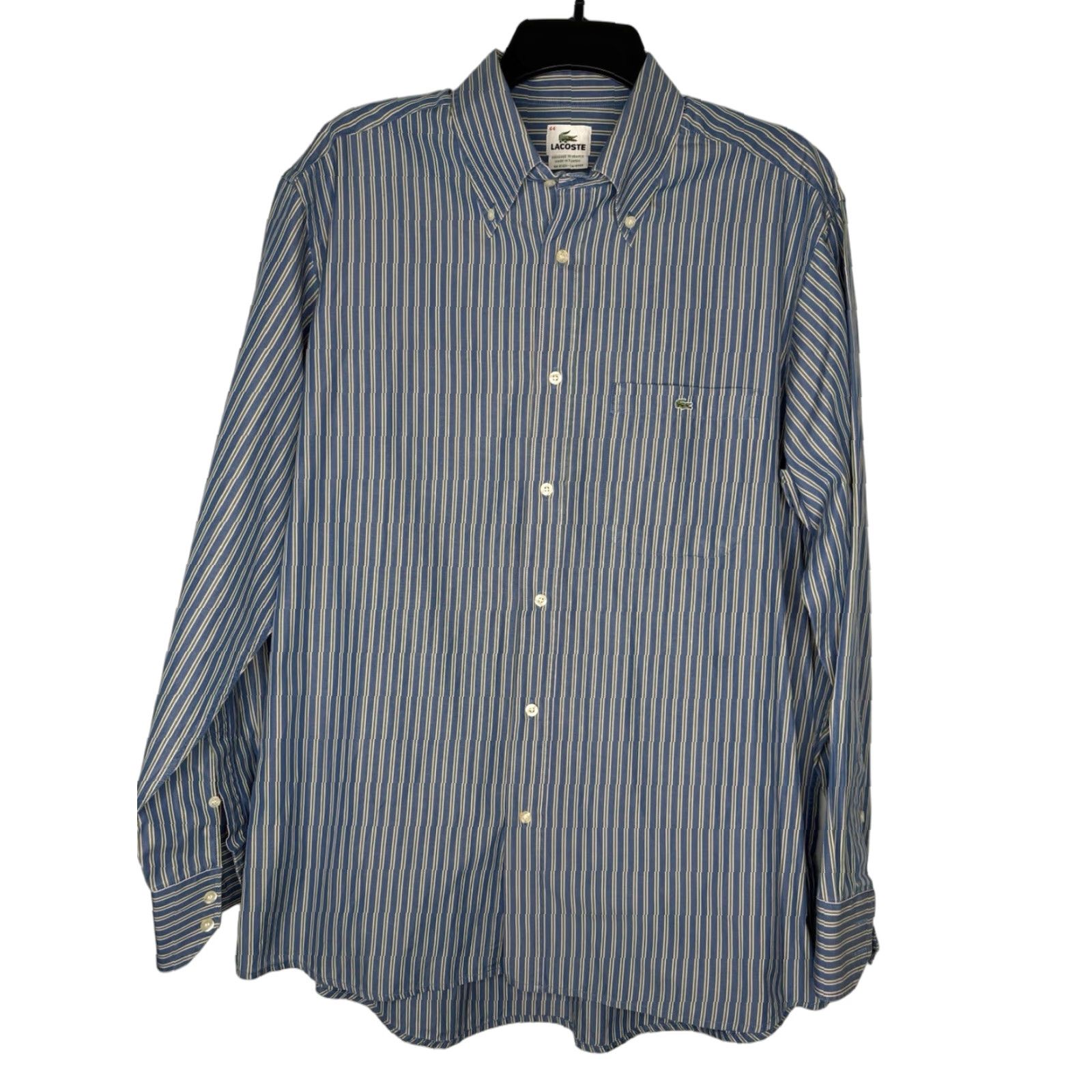 Lacoste Lacoste Shirt Mens 44 Long Sleeve Button-Up Collared Striped Multicolor Classic Preppy All Seasons Pocket Fashion Size US XXL / EU 58 / 5 - 1 Thumbnail
